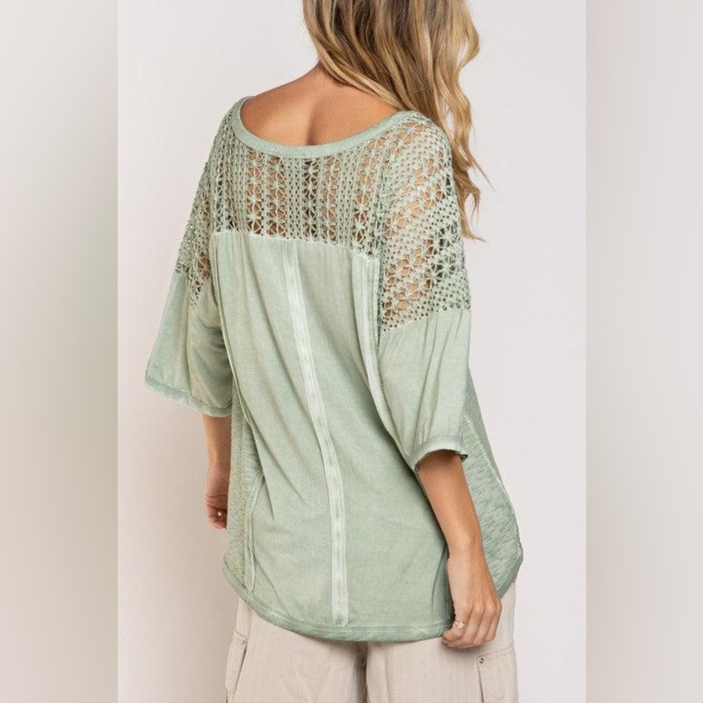 POL Boho crochet sleeve top SZ MED