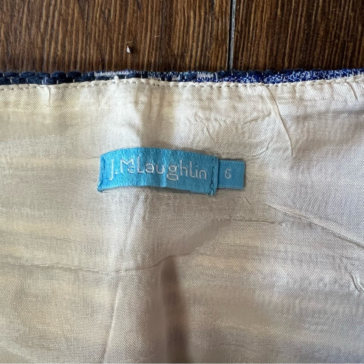 J. McLaughlin Blue & White Striped Searsucker A-Line Side Zip Skirt SZ 6
