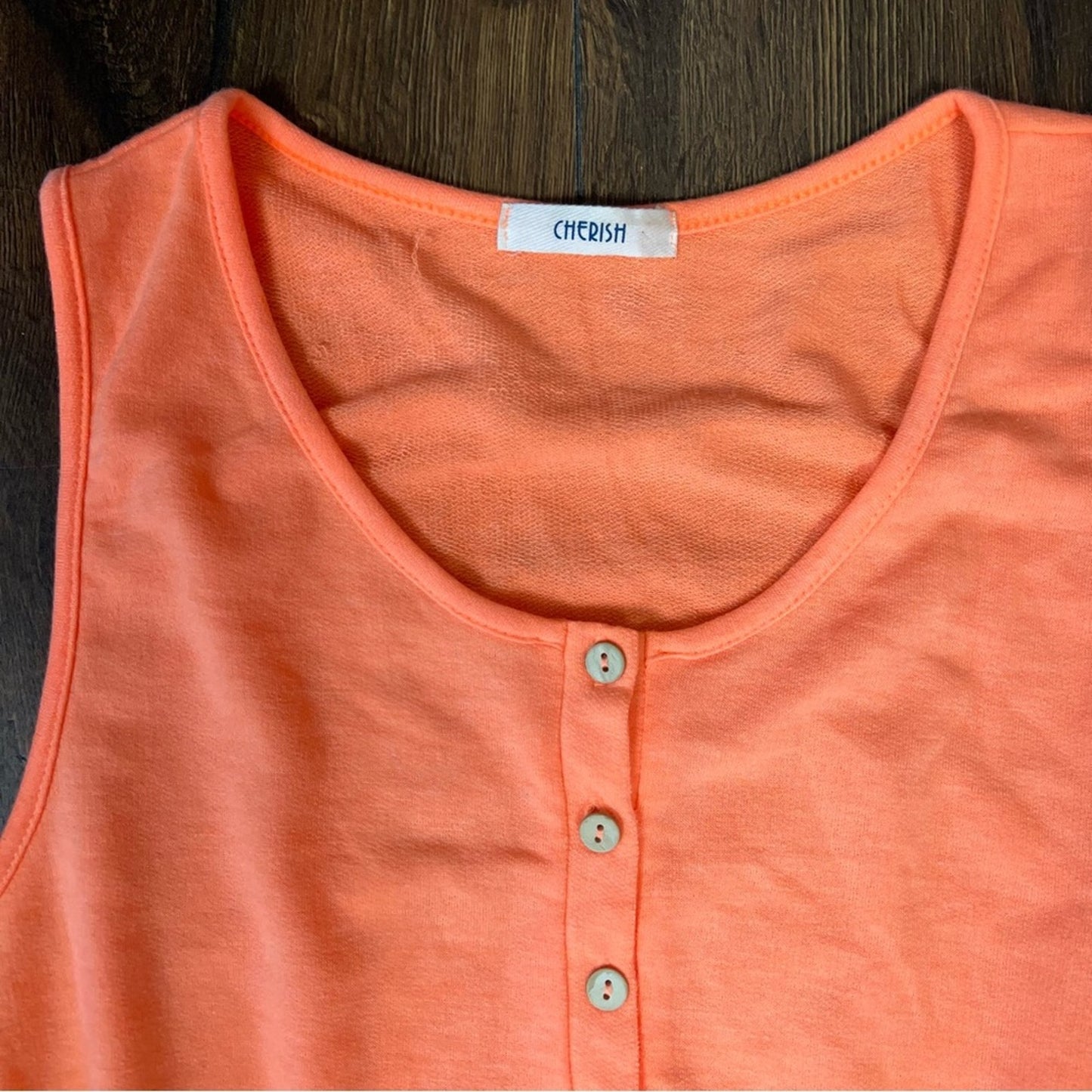 CHERISH Sleeveless Henley Style French Terry Dress SZ LG