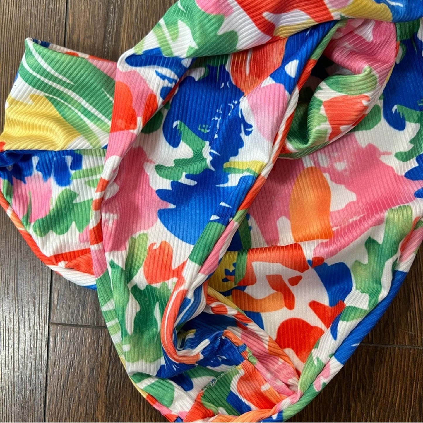 ZAFUL Tie Dye Floss Criss Cross High Cut Bikini Swimwear - Multi SZ 6
