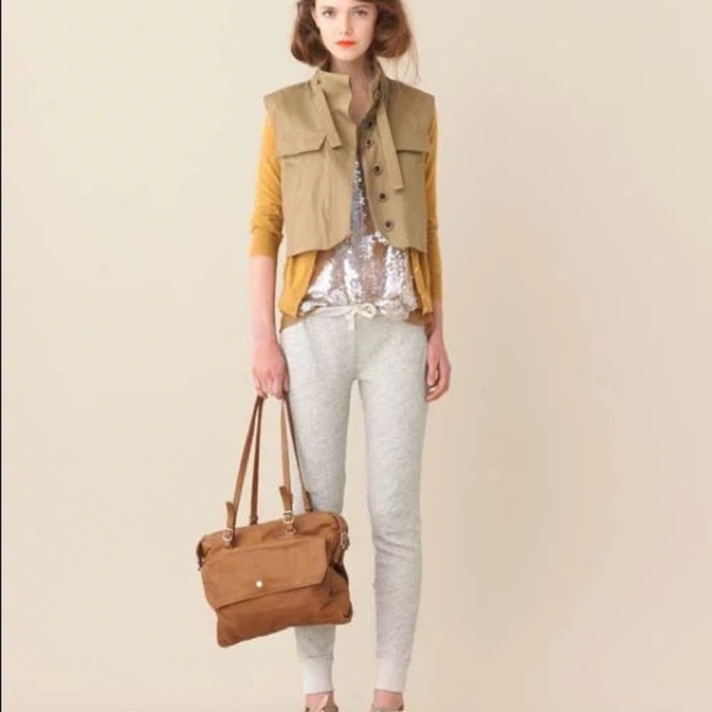 J Crew Olive Rugged Leather Laptop Bag 2011 Spring Collection
