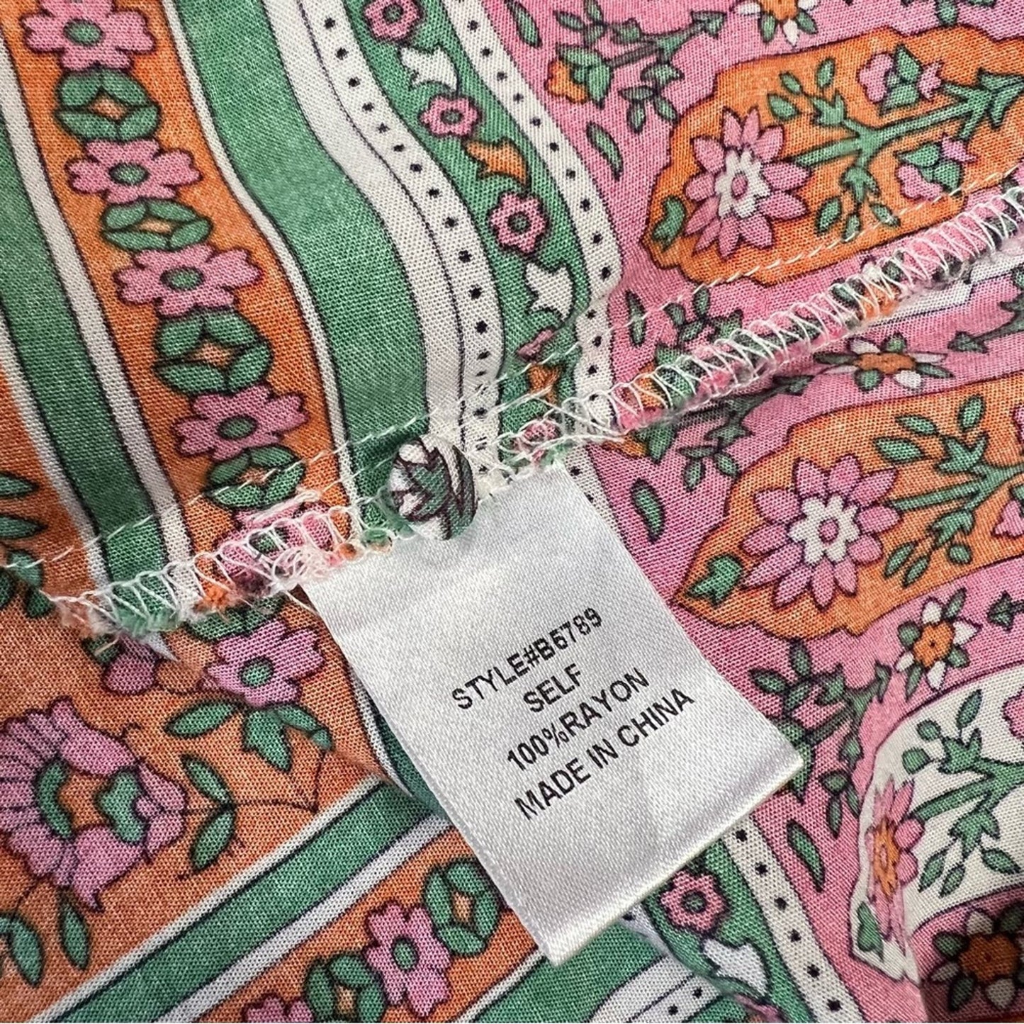 JODIFL green and pink floral midi dress SZ SM