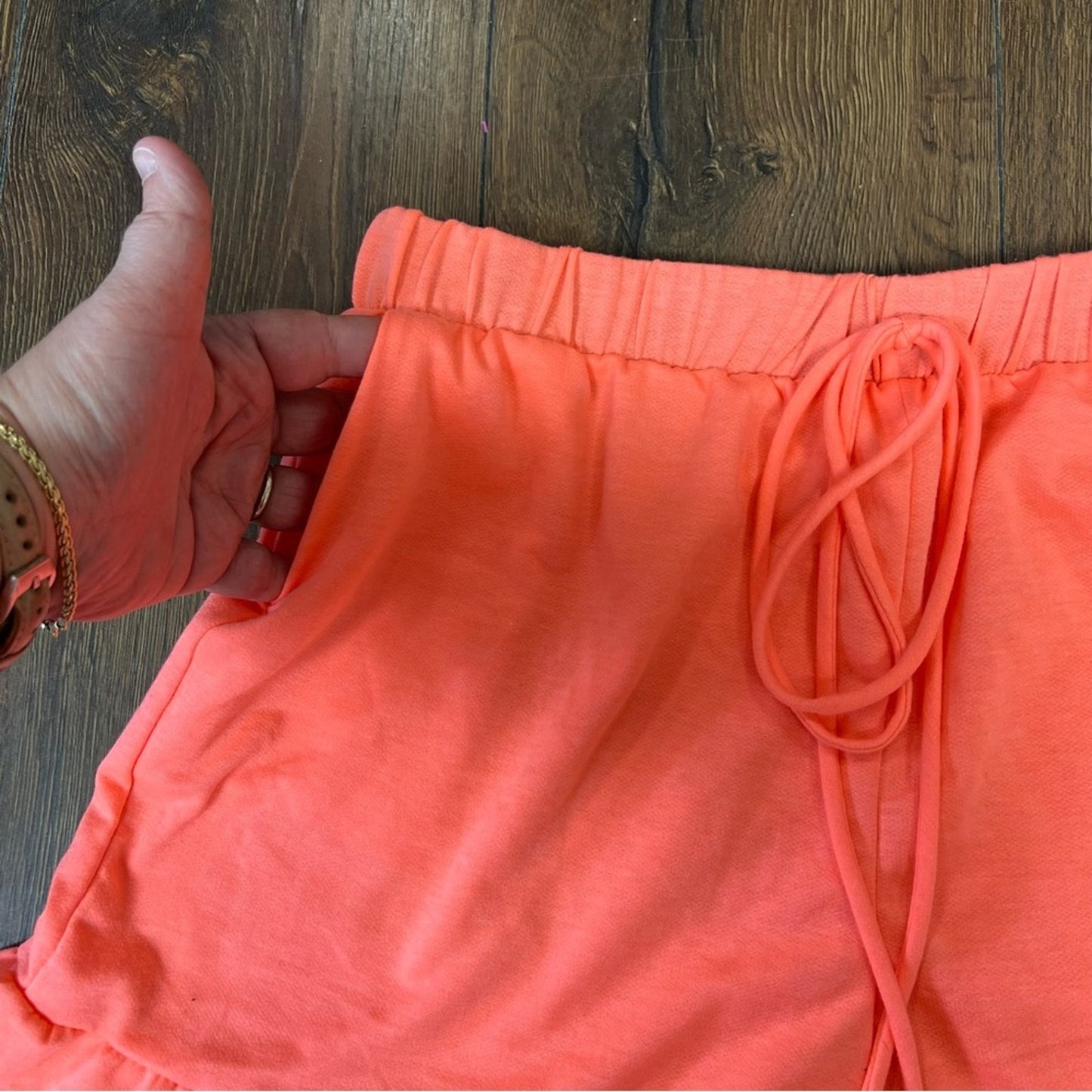 Hemish USA hot coral drawstring shirts SZ MED