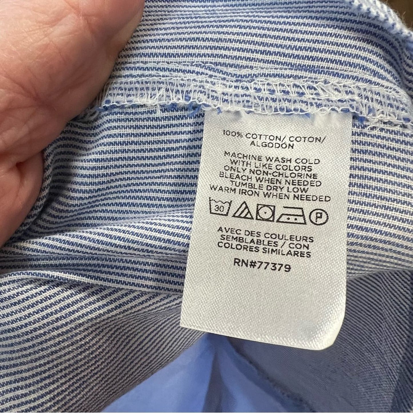 Ann Taylor Factory blue striped cotton blouse SZ LG