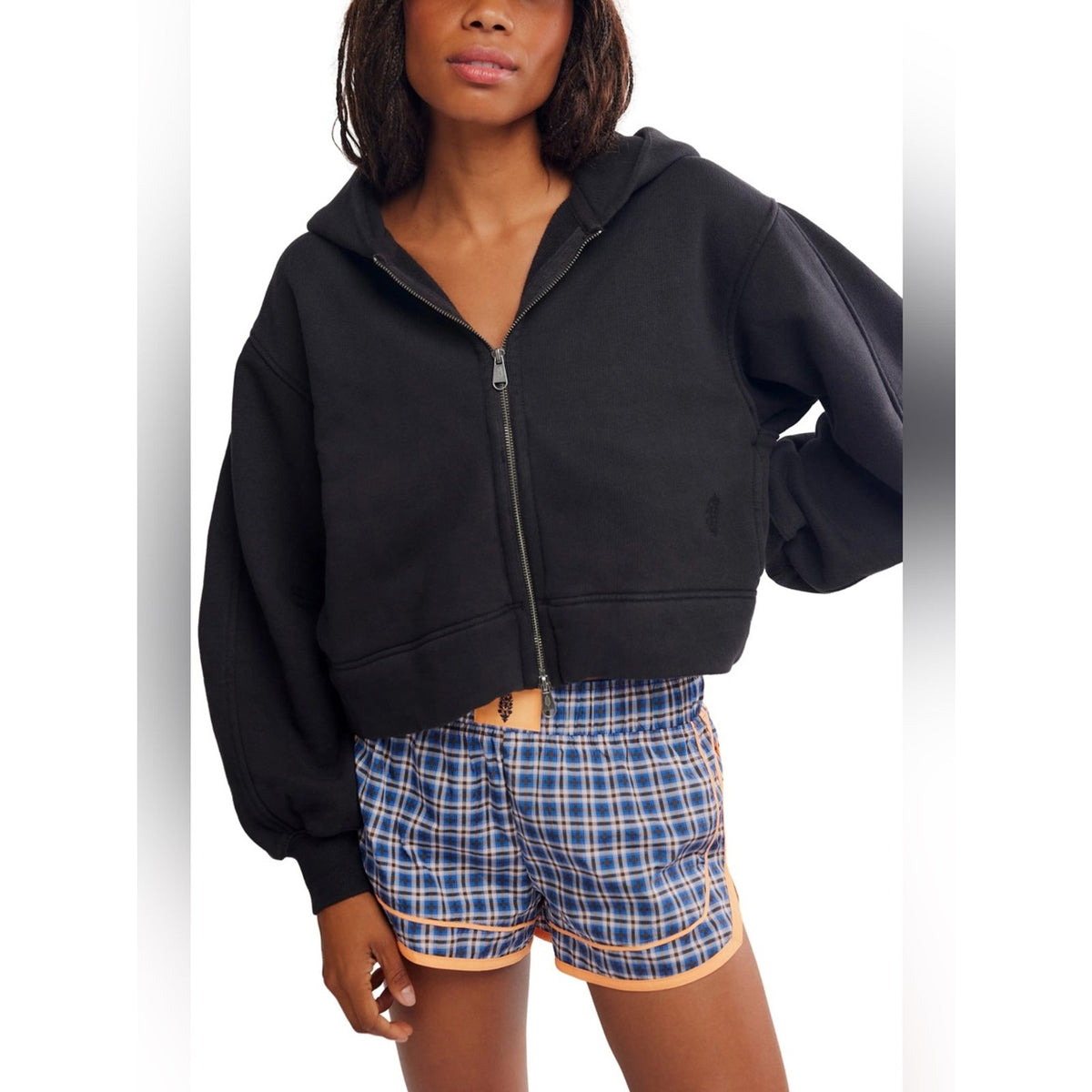 🆕 Free People Movement A Cut Above Cropped Zip-Up Hoodie SZ MED