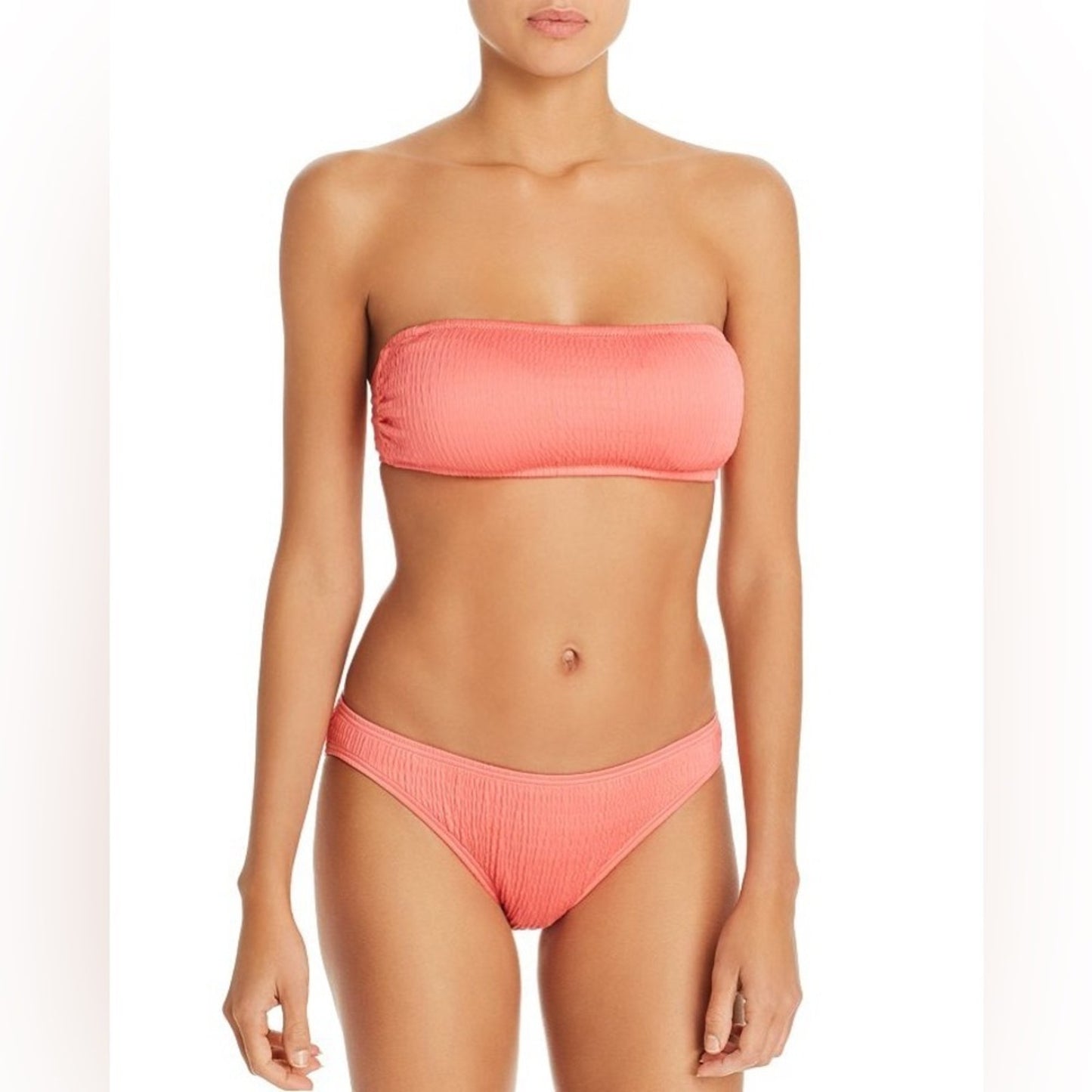🆕 Vince Camuto Navy Smocked Bandeau Bikini SZ MED