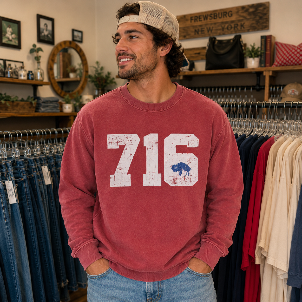 π Comfort Color β716β Crewneck-Crimson SZ SM