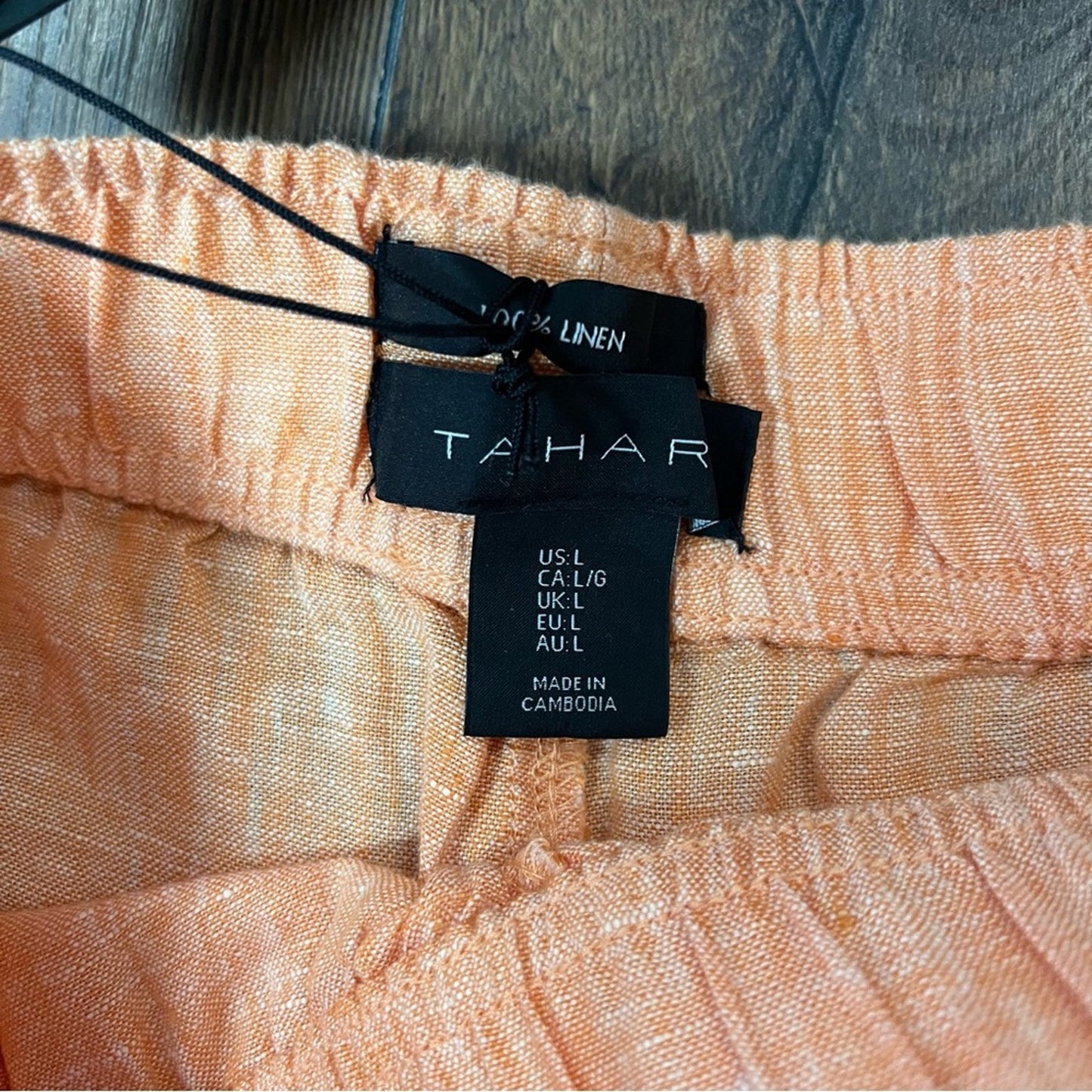 🆕 Tahari Women's Wide Leg Linen Pants in Orange NEW SZ LG