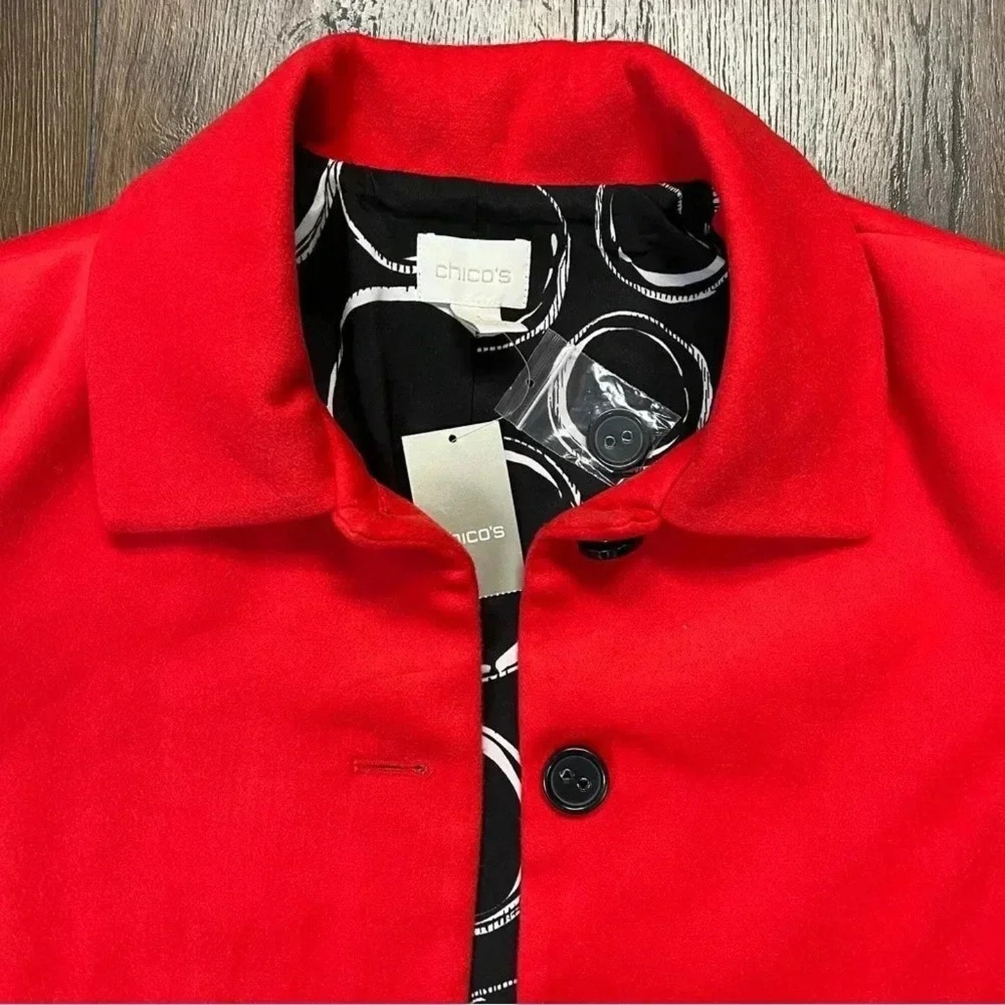 NEW CHICO’S Swing Jacket in Chinese red SZ 1/8 MED