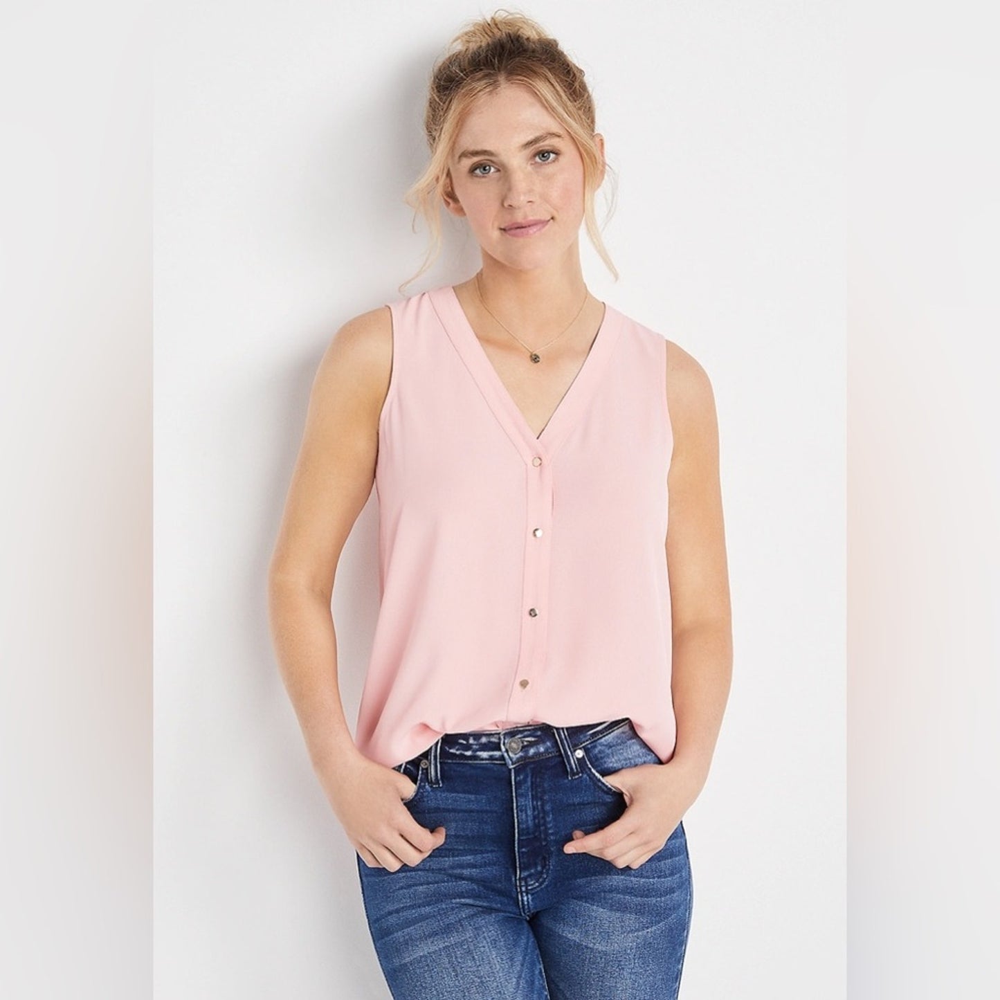 🆕 Maurice’s Madison button down light pink tank SZ XS