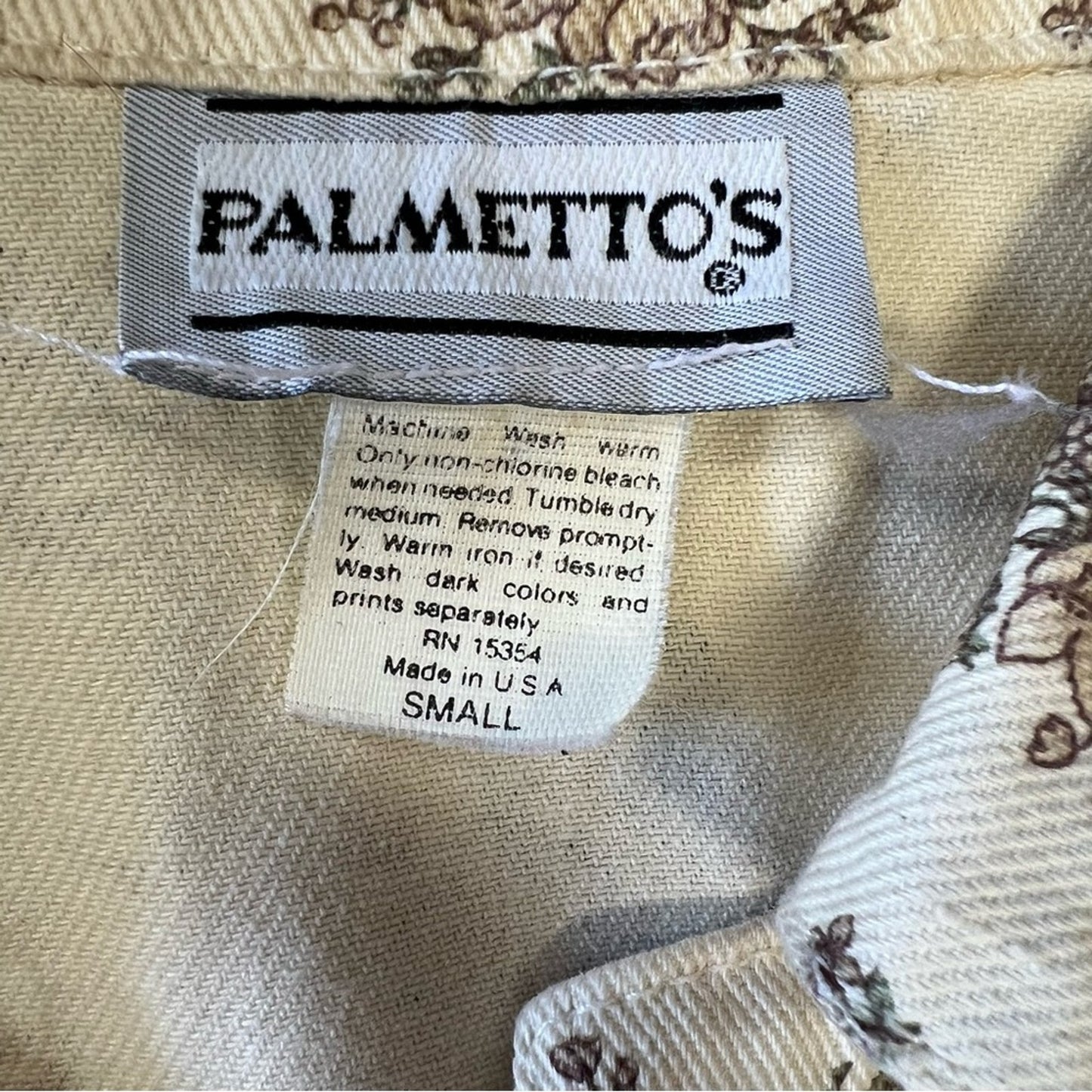Palmetto’s vintage ivory floral denim jacket SZ SM