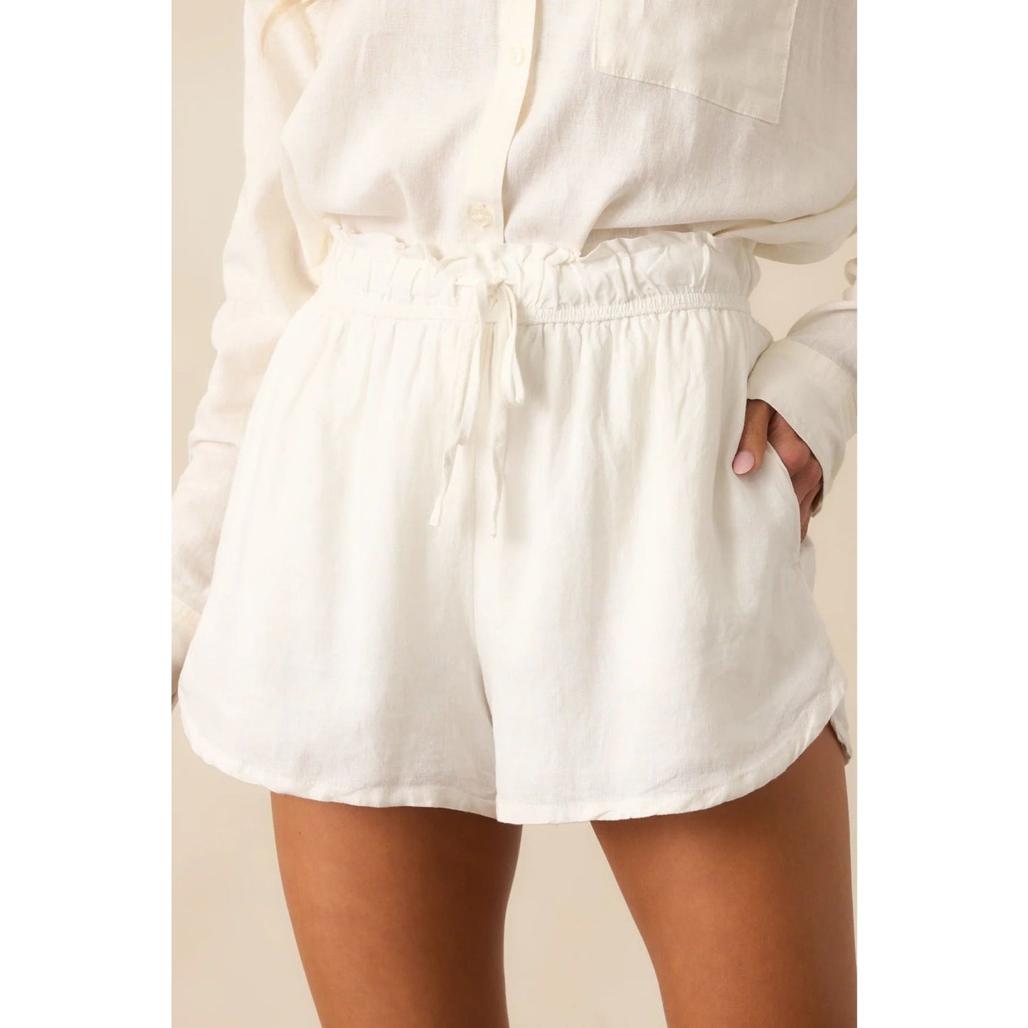 NEW Z Supply The Perfect Linen Shorts in White NWT SZ MED