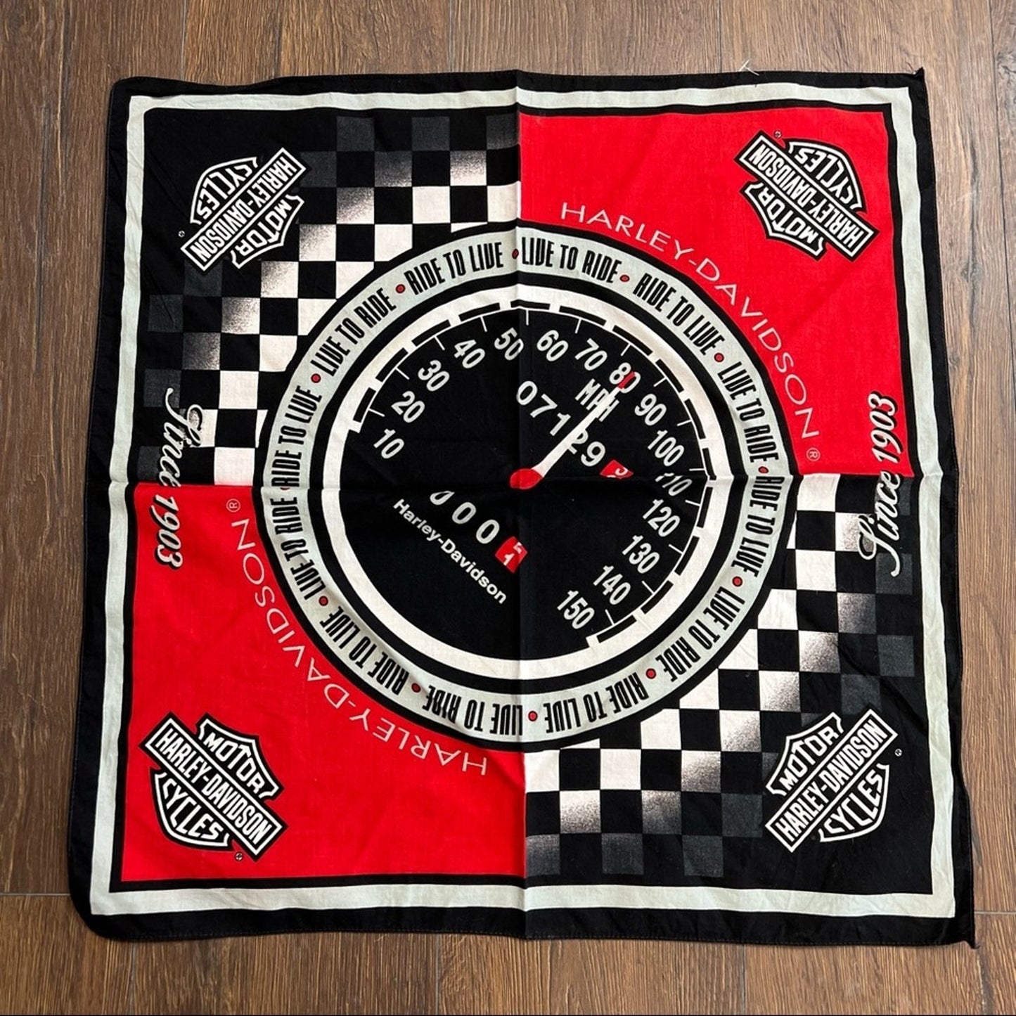 Harley Davidson Red & Black speedometer bandana