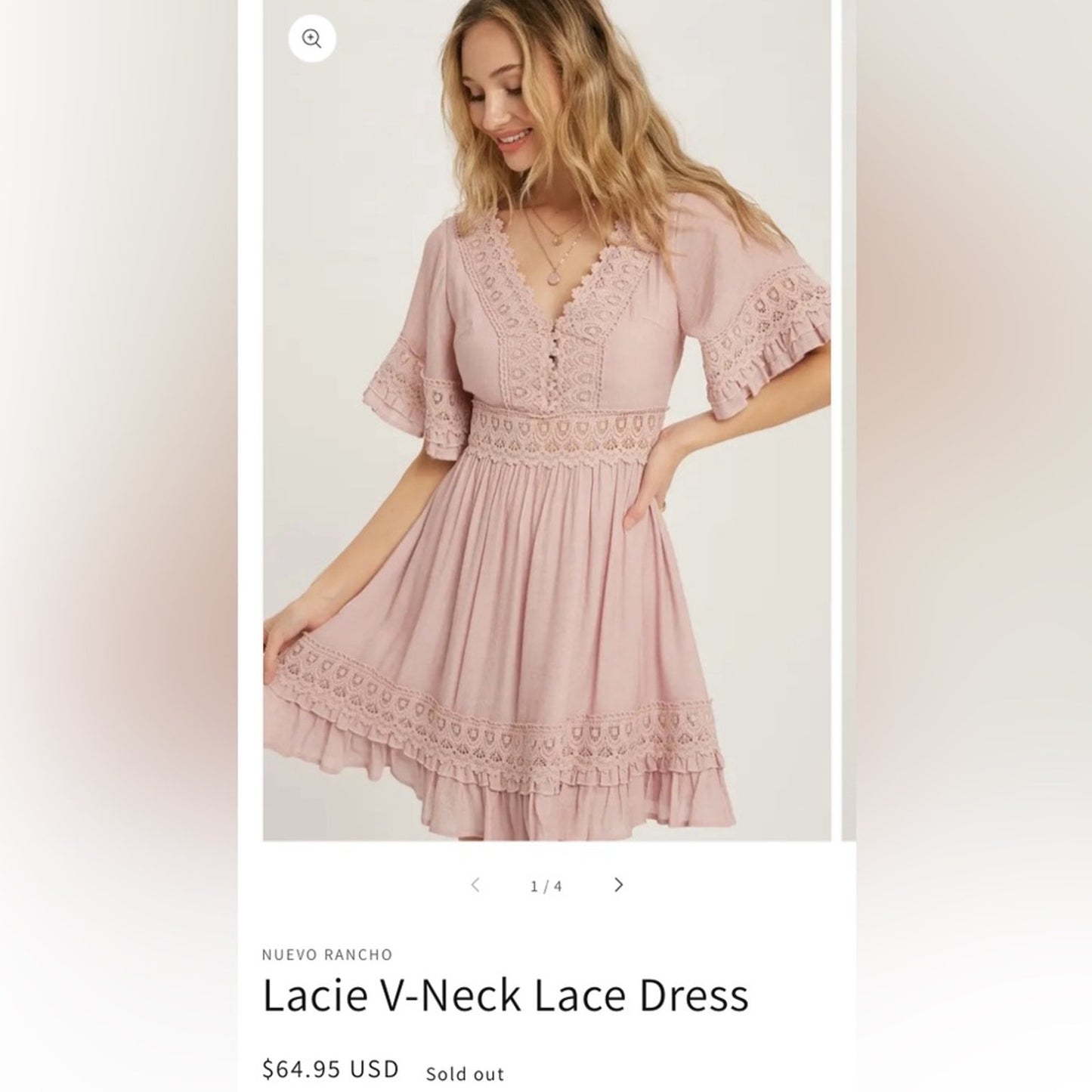 🆕 BluIvy Nuevo ranchco v-neck lace dress SZ MED