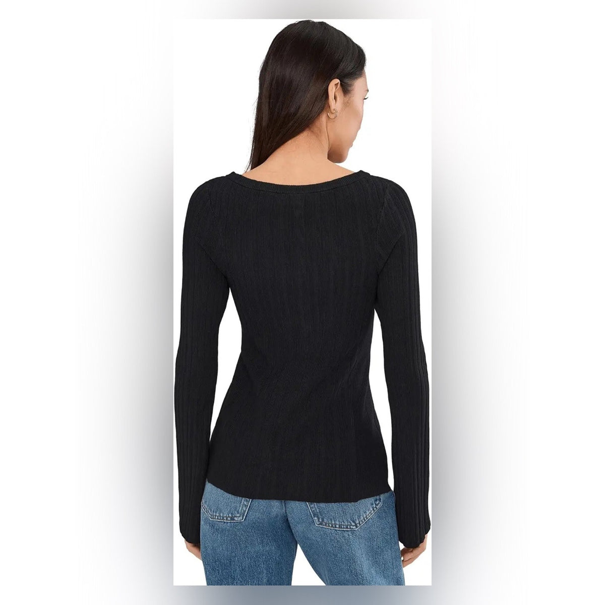 🆕 Free People Black Ribbed East Side Cardigan Sweater SZ SM