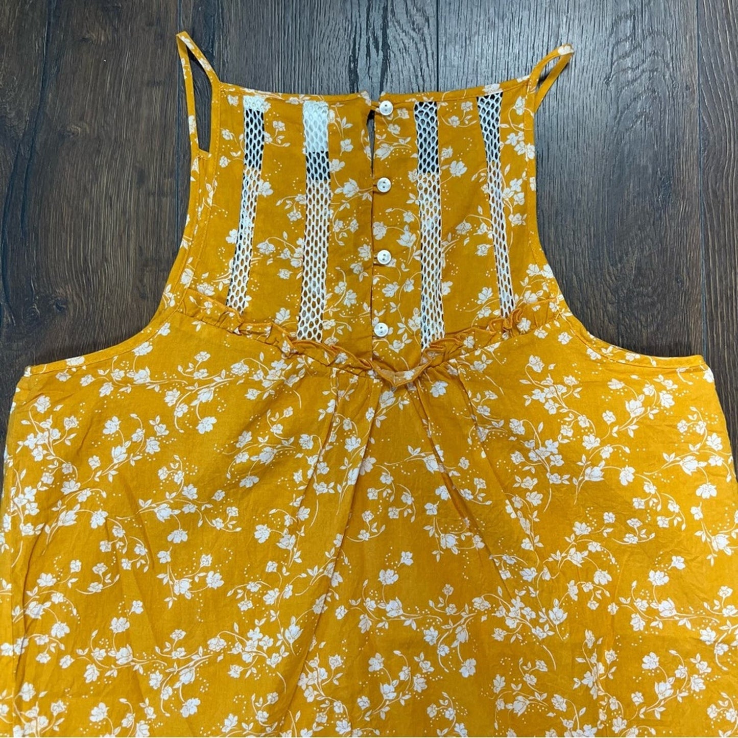 Anthropologie Maeve Martell Floral Yellow Tank Top SZ LG