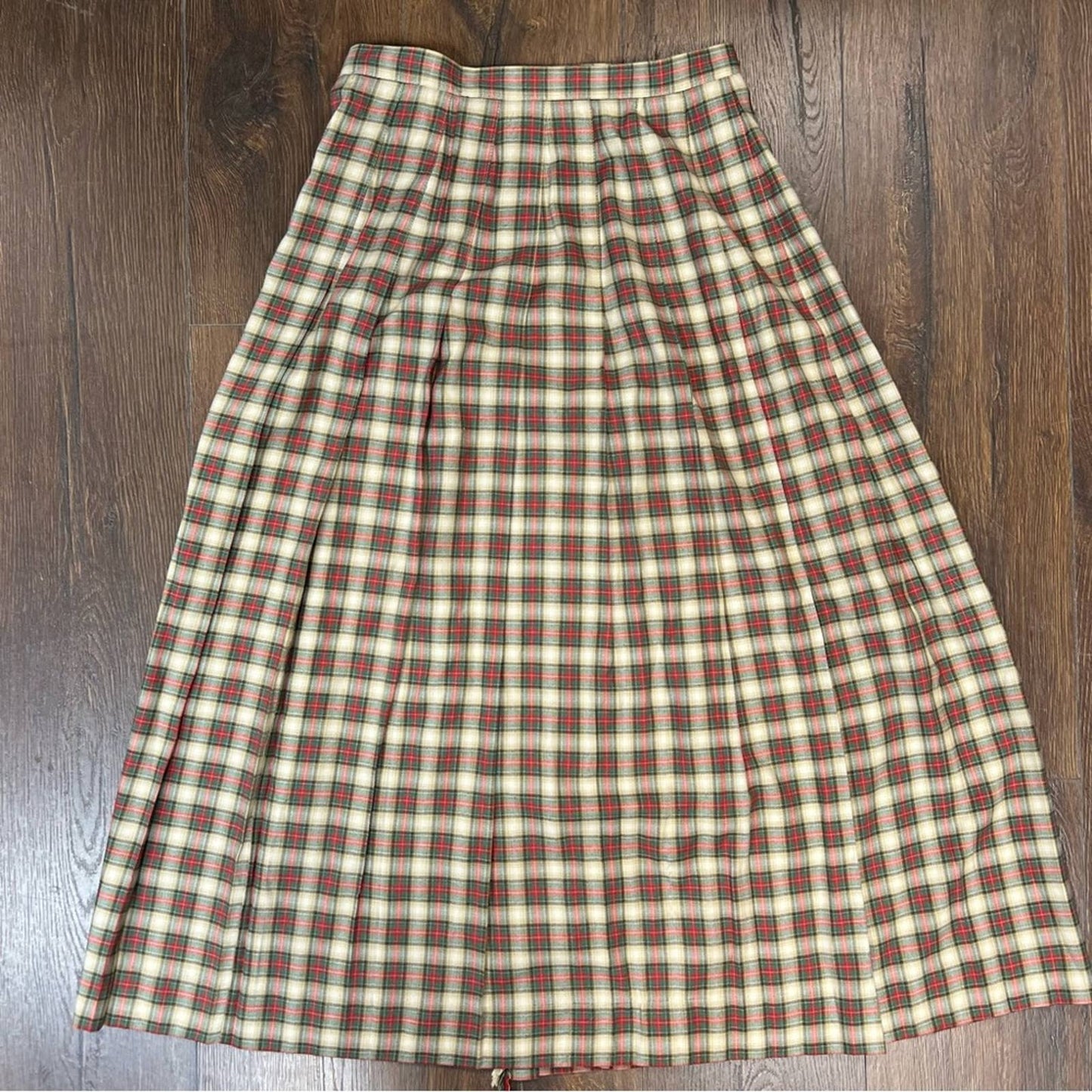 Susan Bristol Vintage plaid gingham tartan kilt style wrap buckles skirt SZ 8