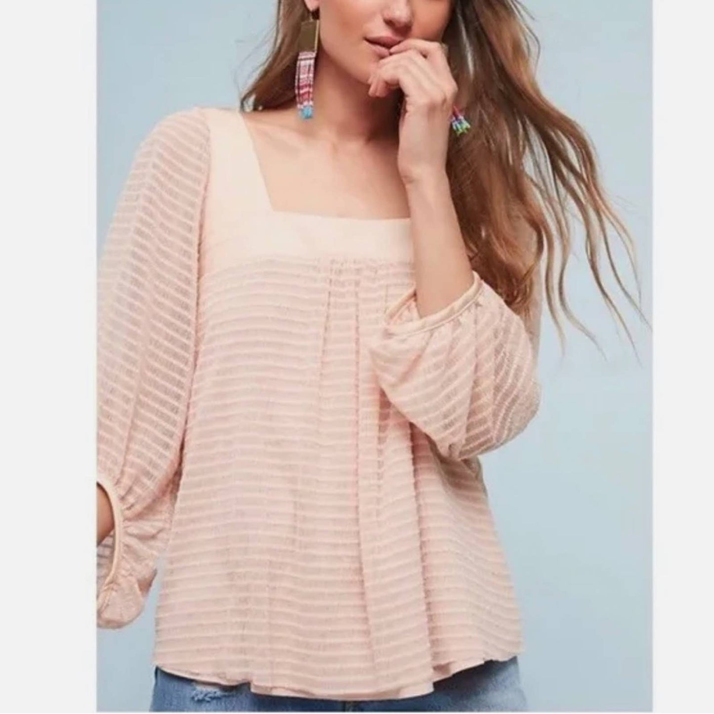 Meadow Rue Allyson square neck shirt SZ LG