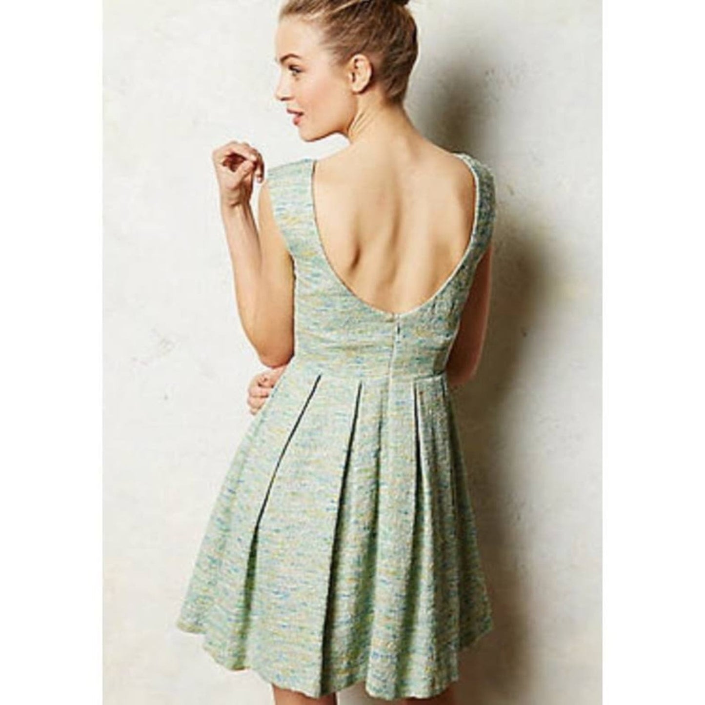 Paper crown parkside pleated tweed dress SZ LG