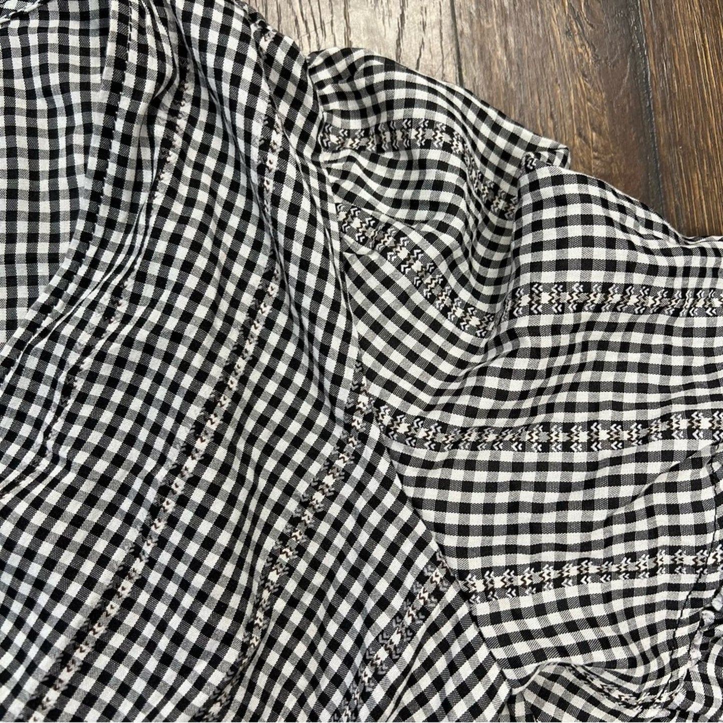 🆕 Max studio gingham black and cream flutter sleeve dress SZ LG