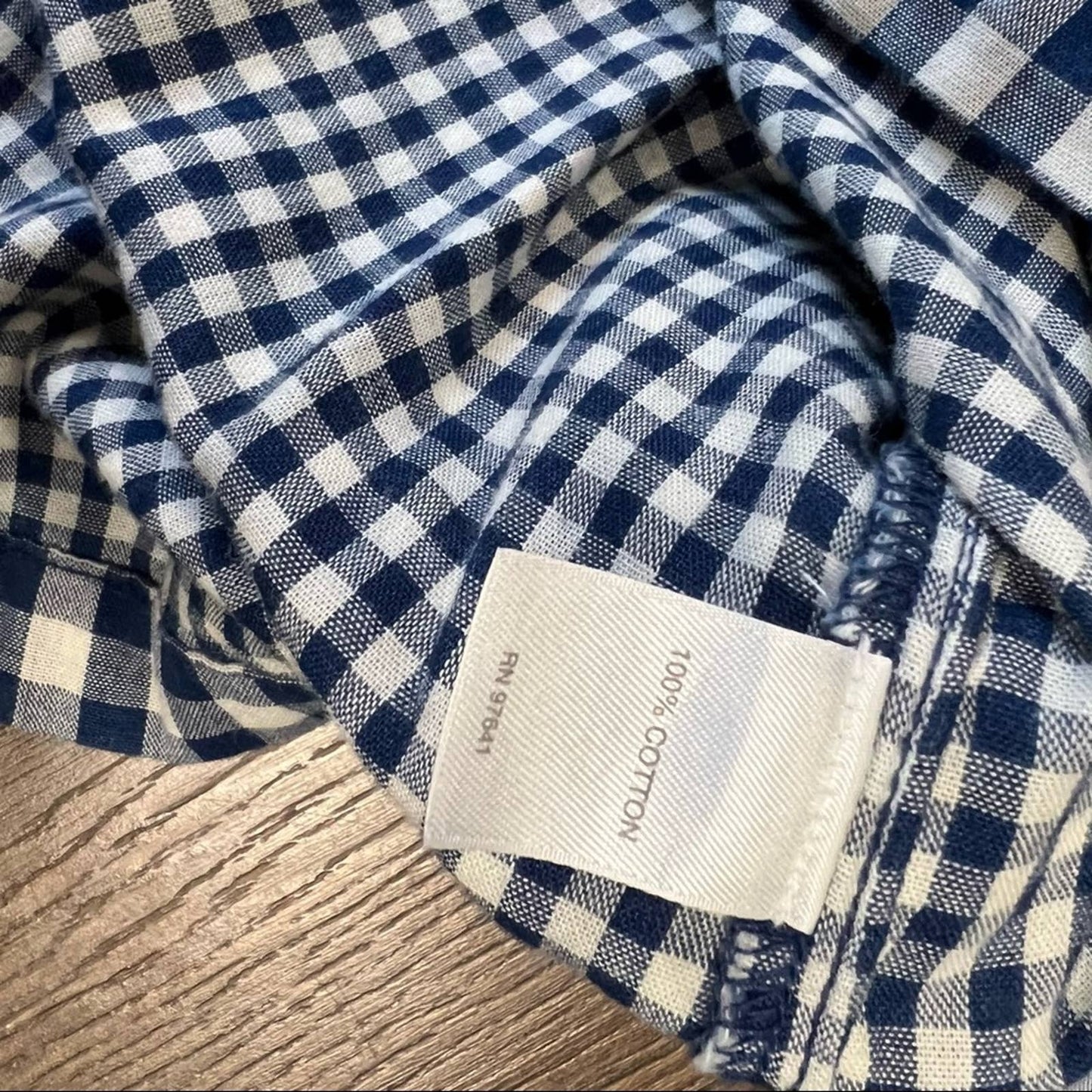 J. Jill indigo gingham button back long sleeve top SZ LG