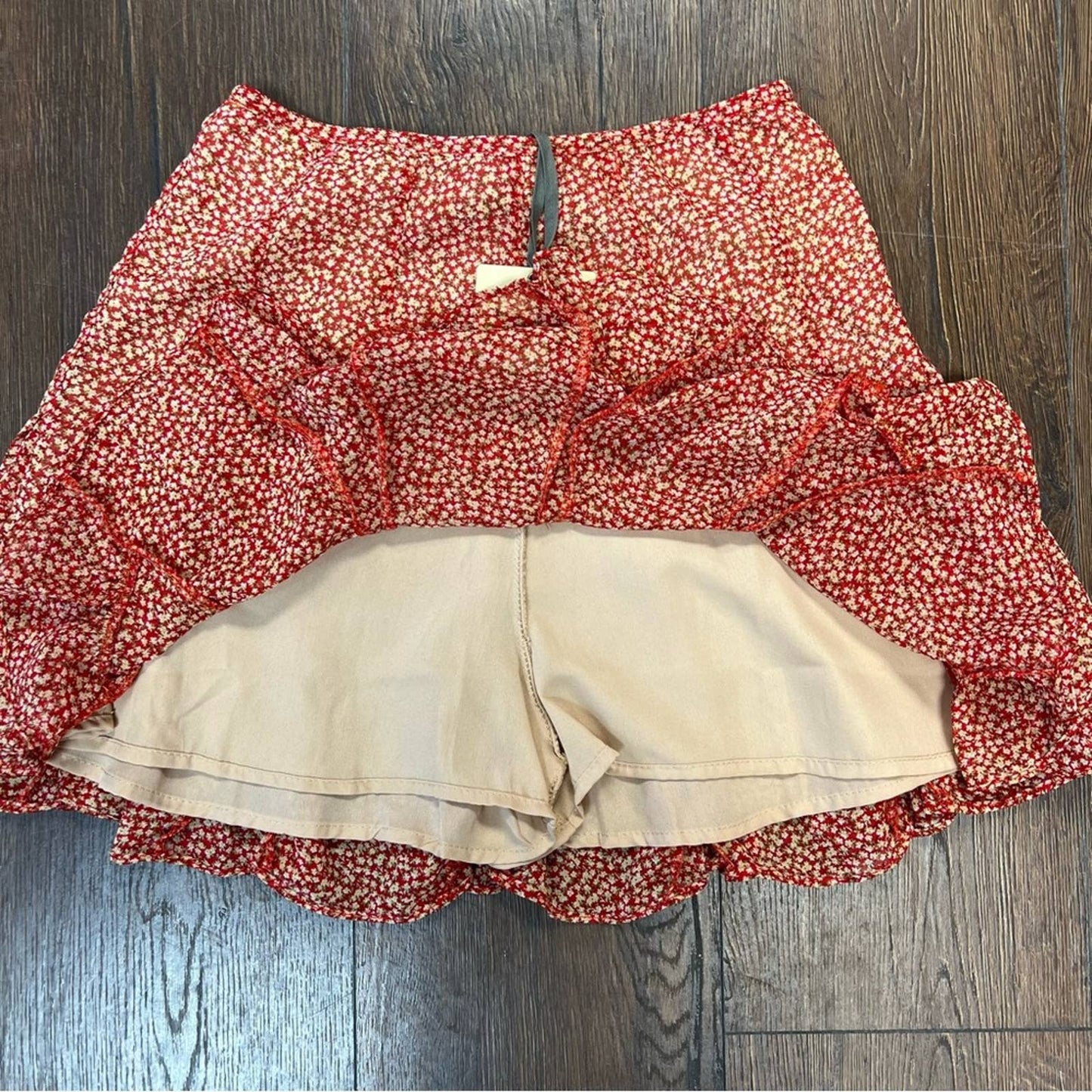 🆕 Dress forum red floral ruffled mini skort SZ MED