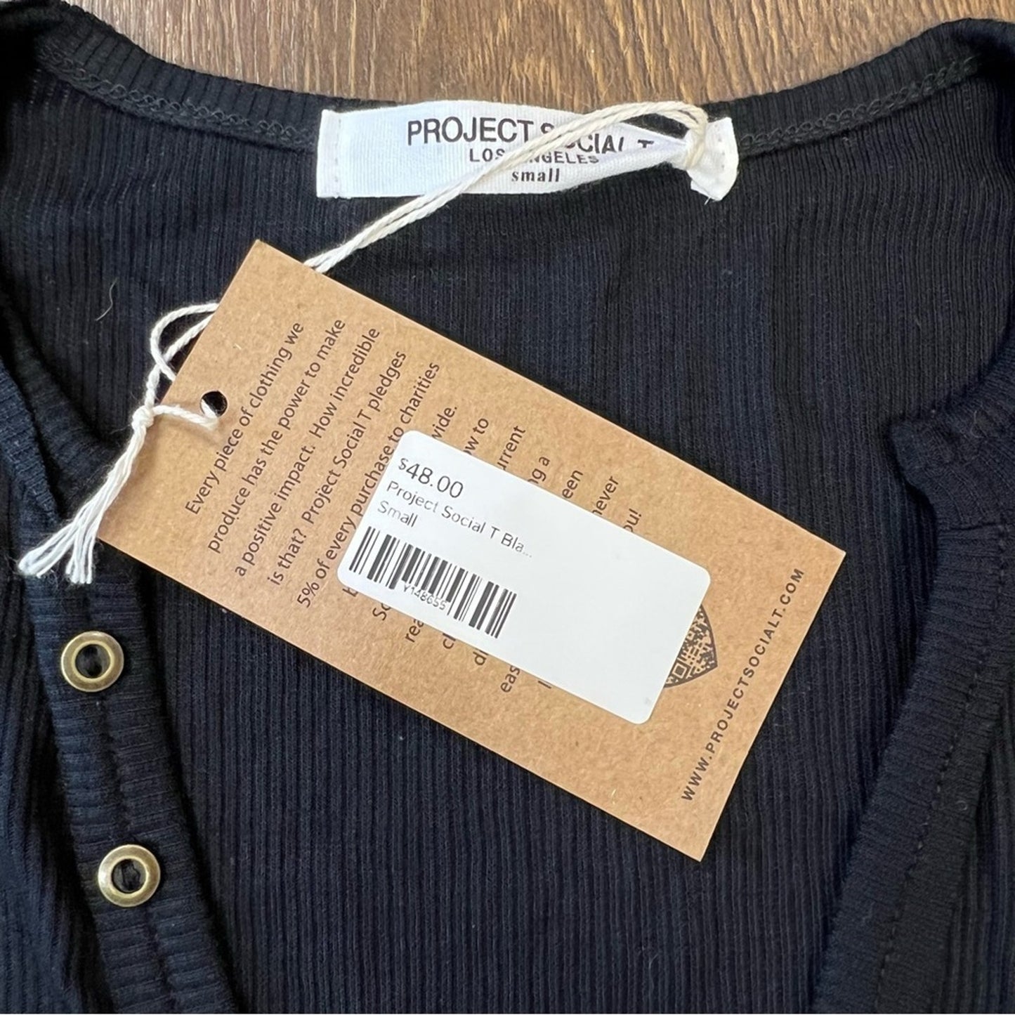 🆕 Project social T Lyla‎ black ribbed Henley SZ SM