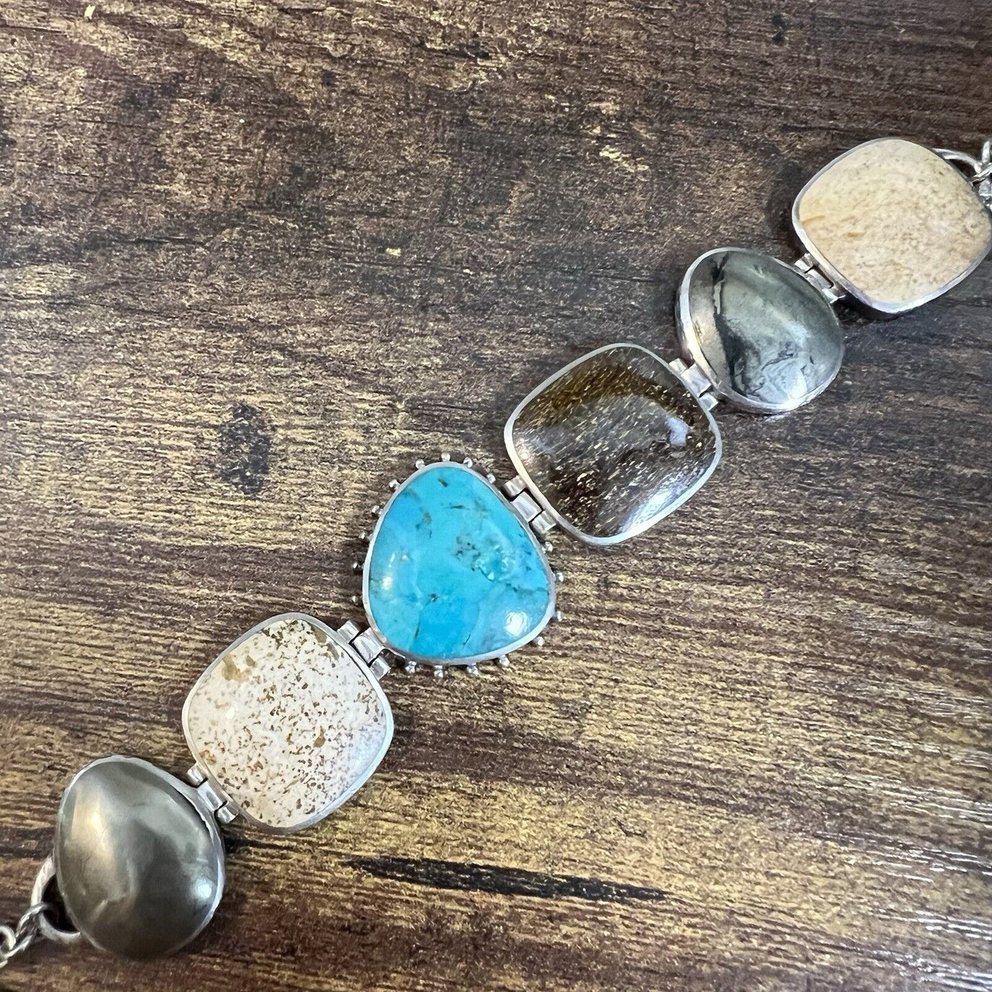 SILPADA 925 Sterling Silver Pyrite Turquoise Bronzite Jasper Toggle Bracelet