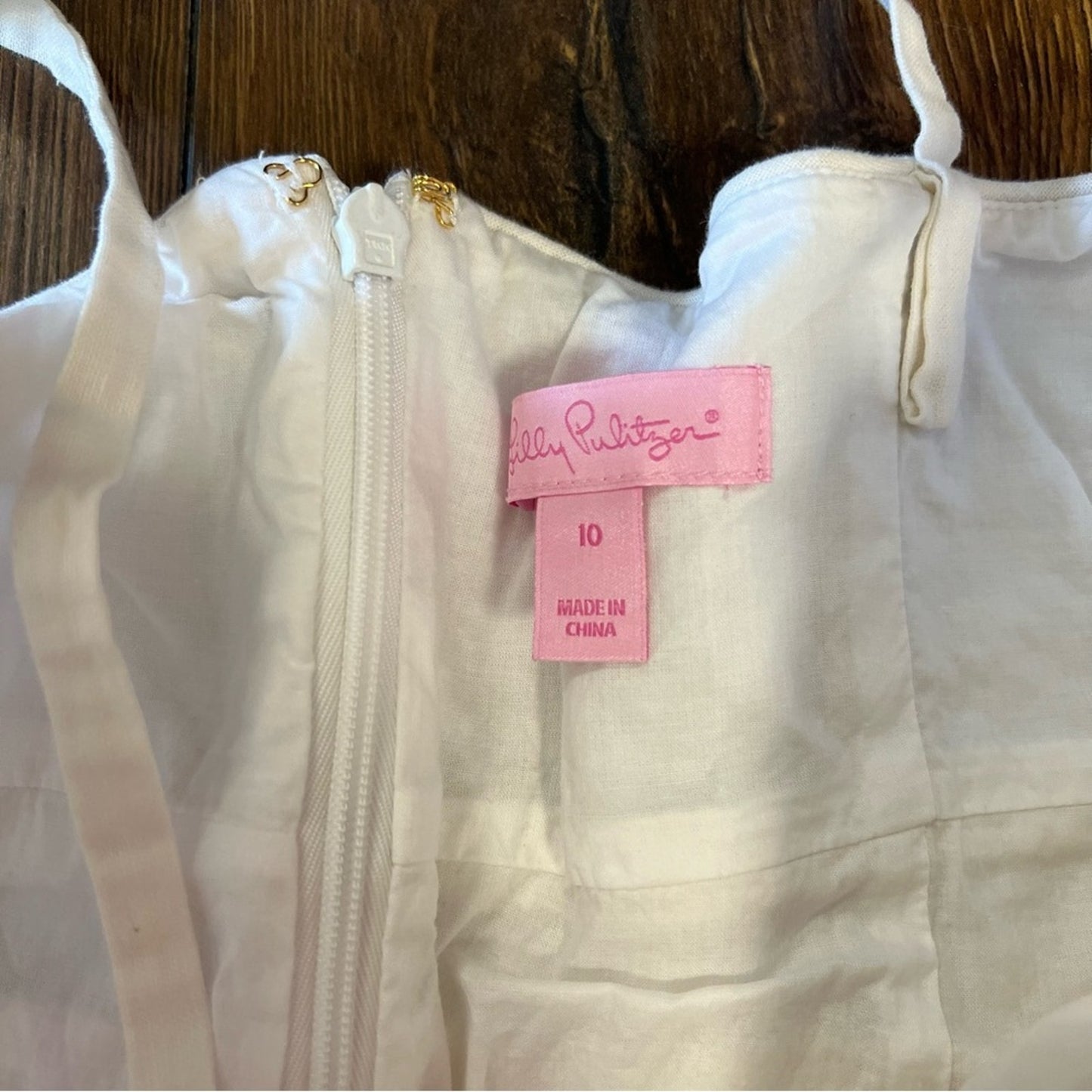 Lilly Pulitzer pink and white linen blend summer dress SZ 10