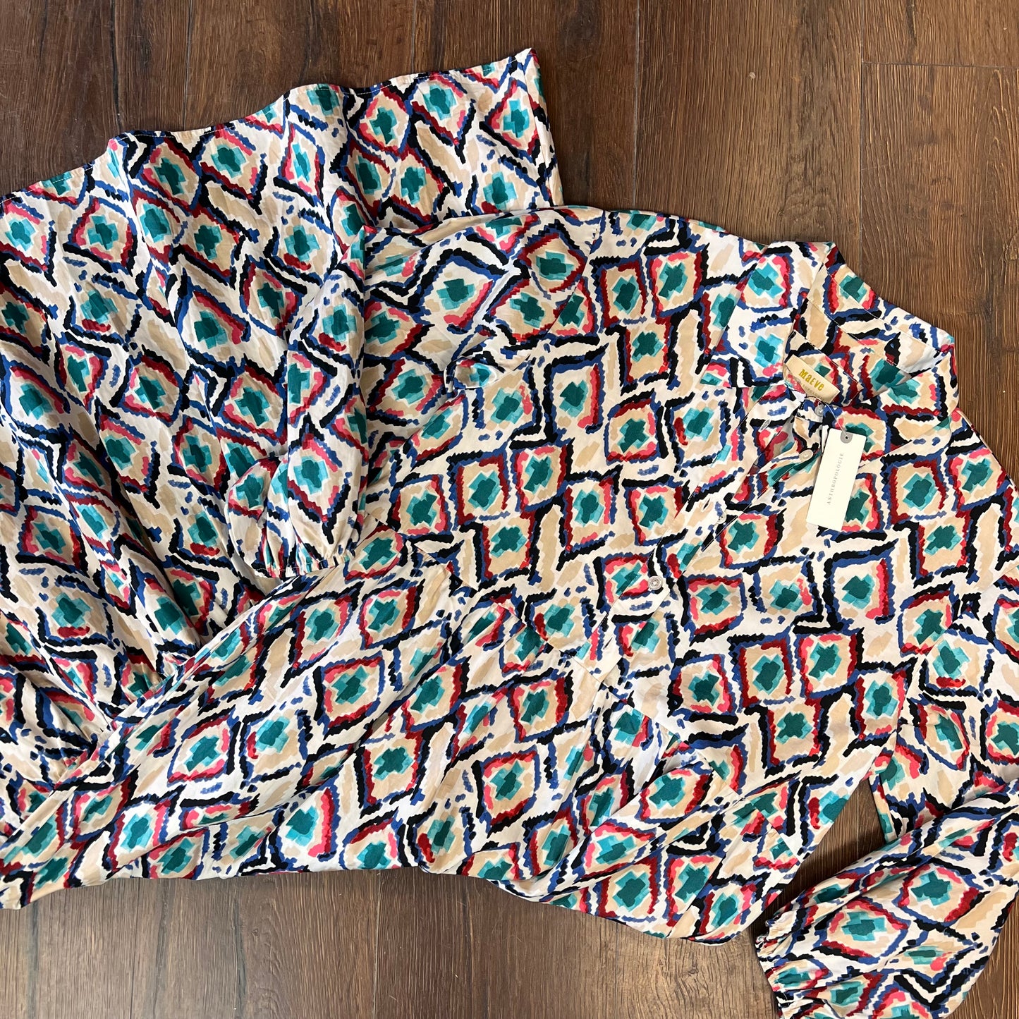 🆕 Anthropologie The Bettina Tiered Midi Maxi Shirt Dress Beige Multi Combo SZ SM
