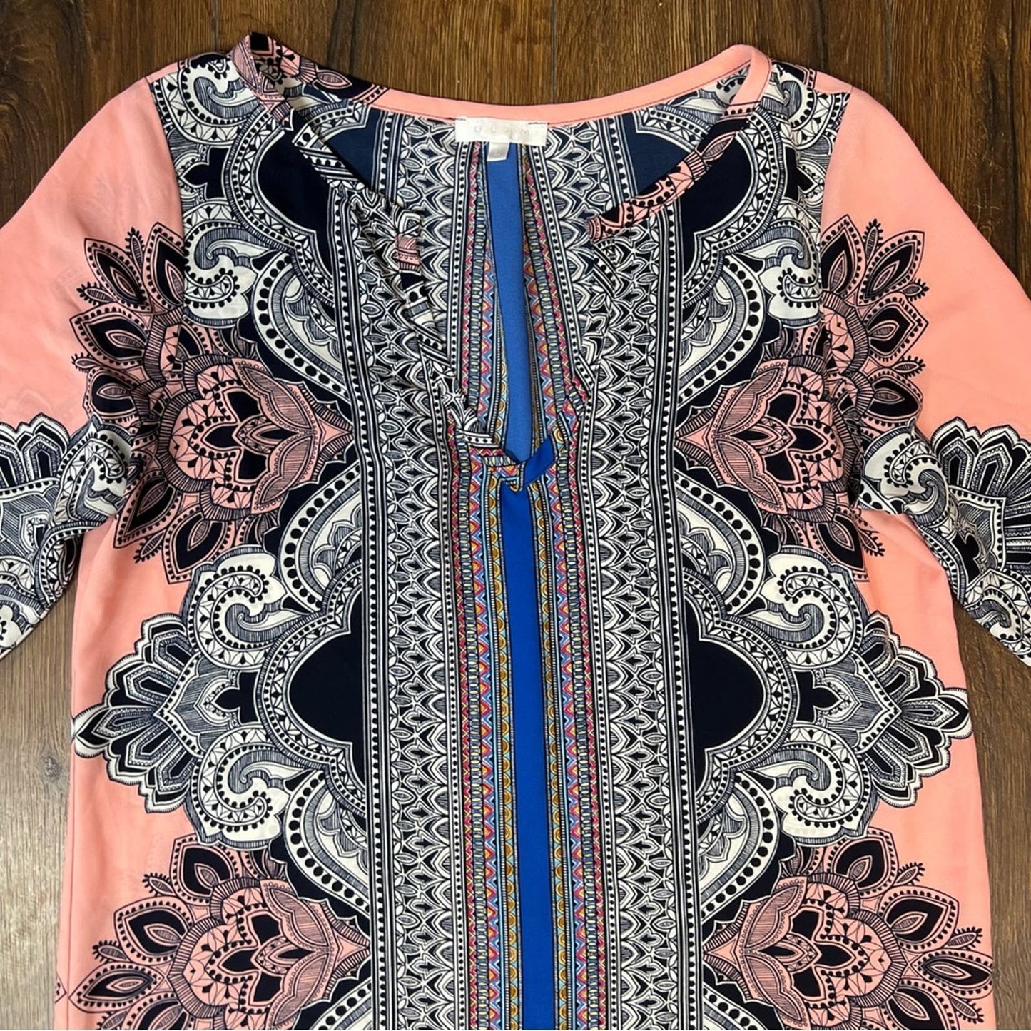 GLAM peach and blue bohemian dress SZ LG