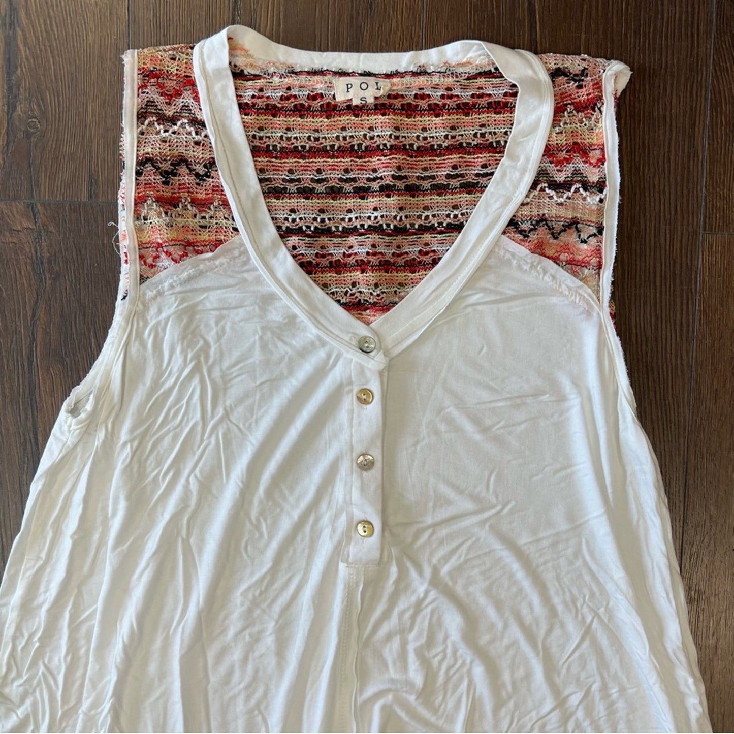 POL White crocheted tank top SZ SM