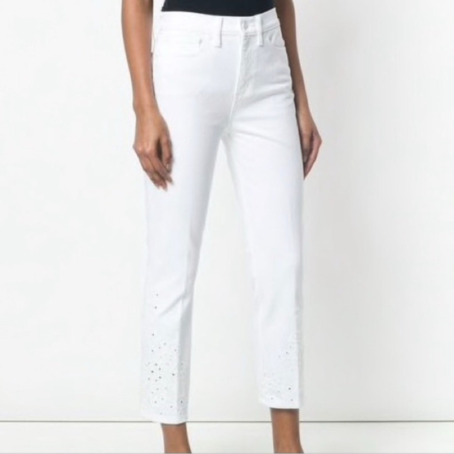 Tory Burch Keira Straight-Leg White Rinse Wash Jeans SZ 26/2