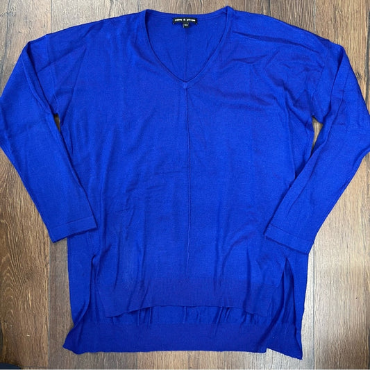 Cable & Gauge blue V neck sweater SZ XL