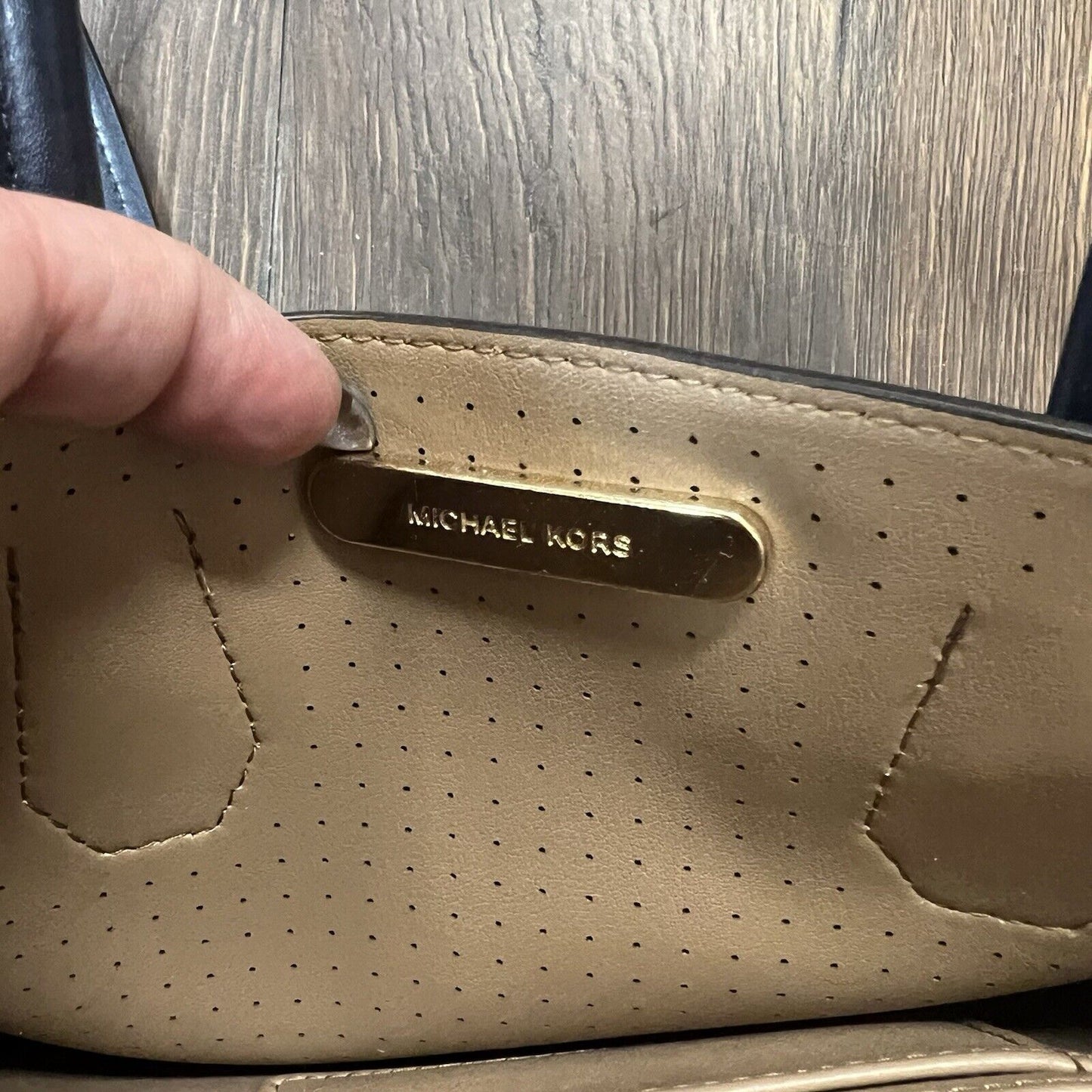 Michael Kors Mercer Perforated Leather Crossbody Bag-Navy