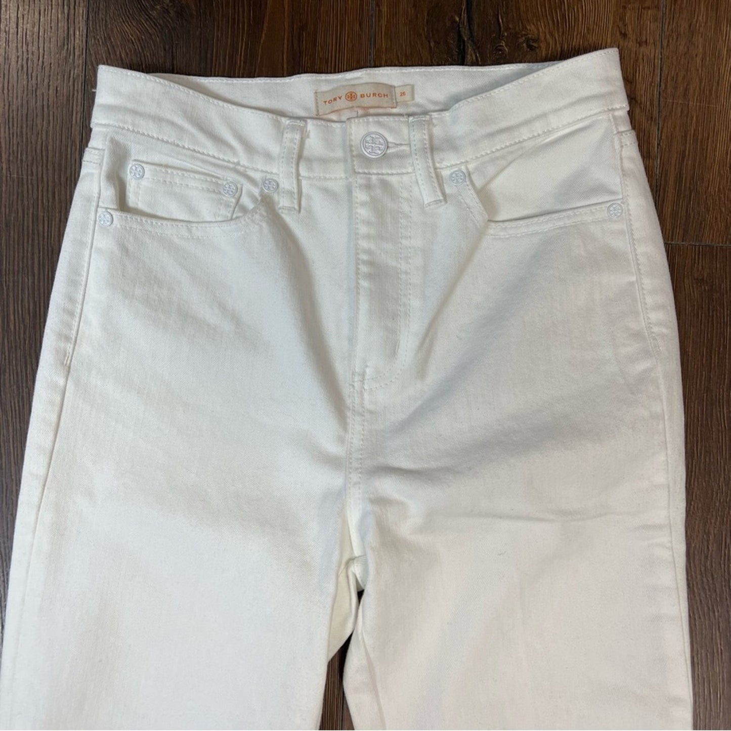 Tory Burch Keira Straight-Leg White Rinse Wash Jeans SZ 26/2