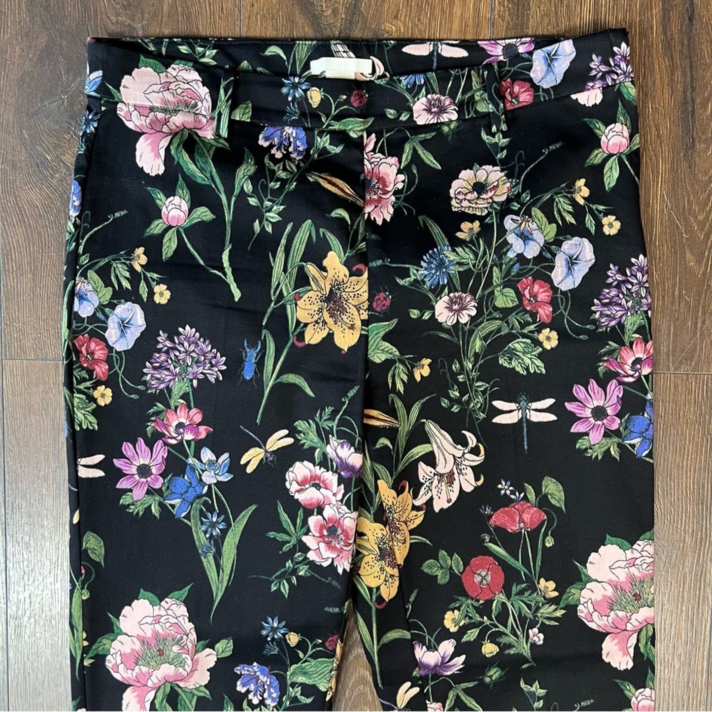 H&M black floral trouser SZ 12