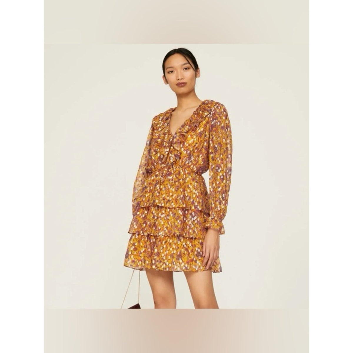 🆕 Marie Oliver Una Marigold Harvest Tiered Mini Dress NWT SZ SM