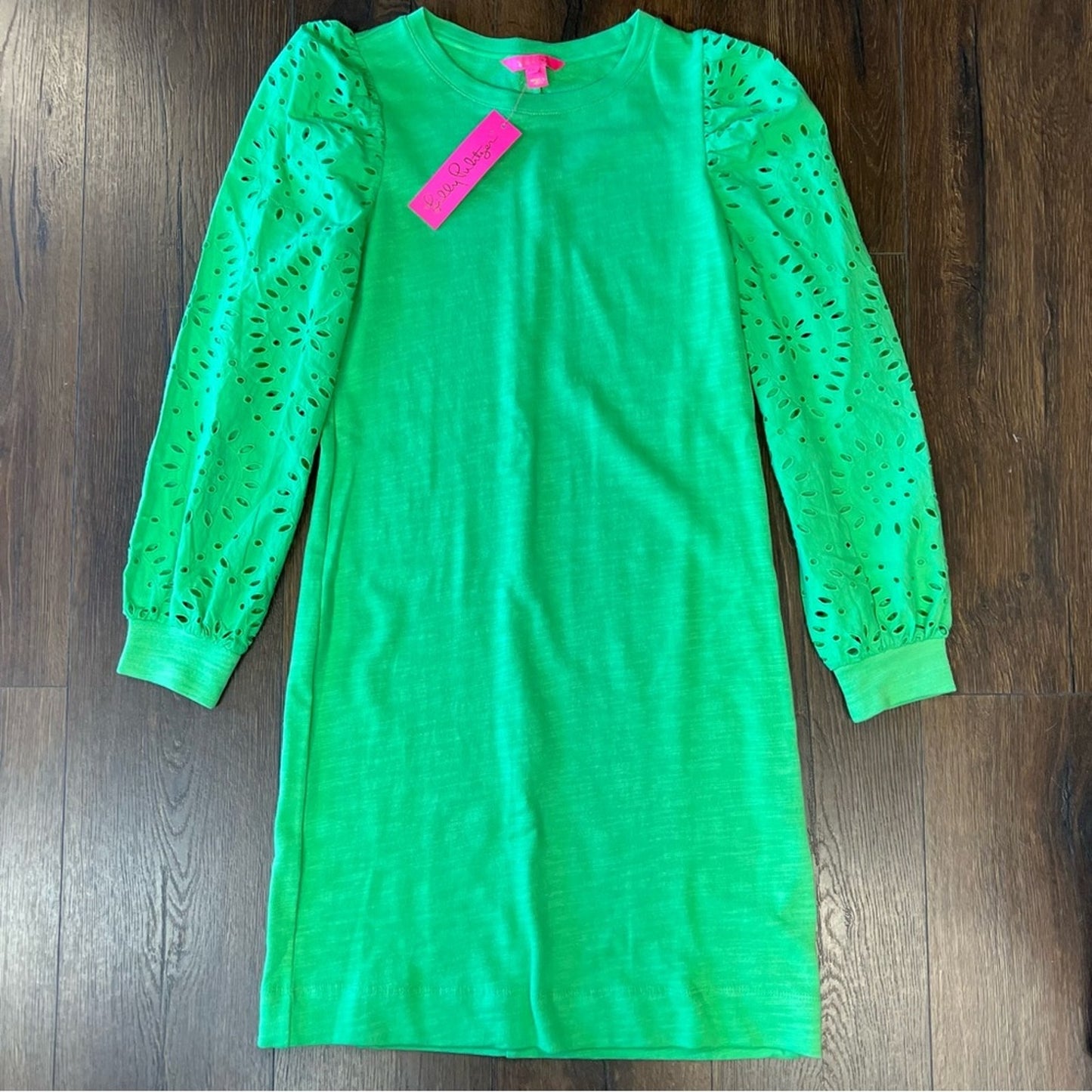 🆕 Lilly Pulitzer Eyelet Sleeve Jasona Dress Cabana Green SZ SM