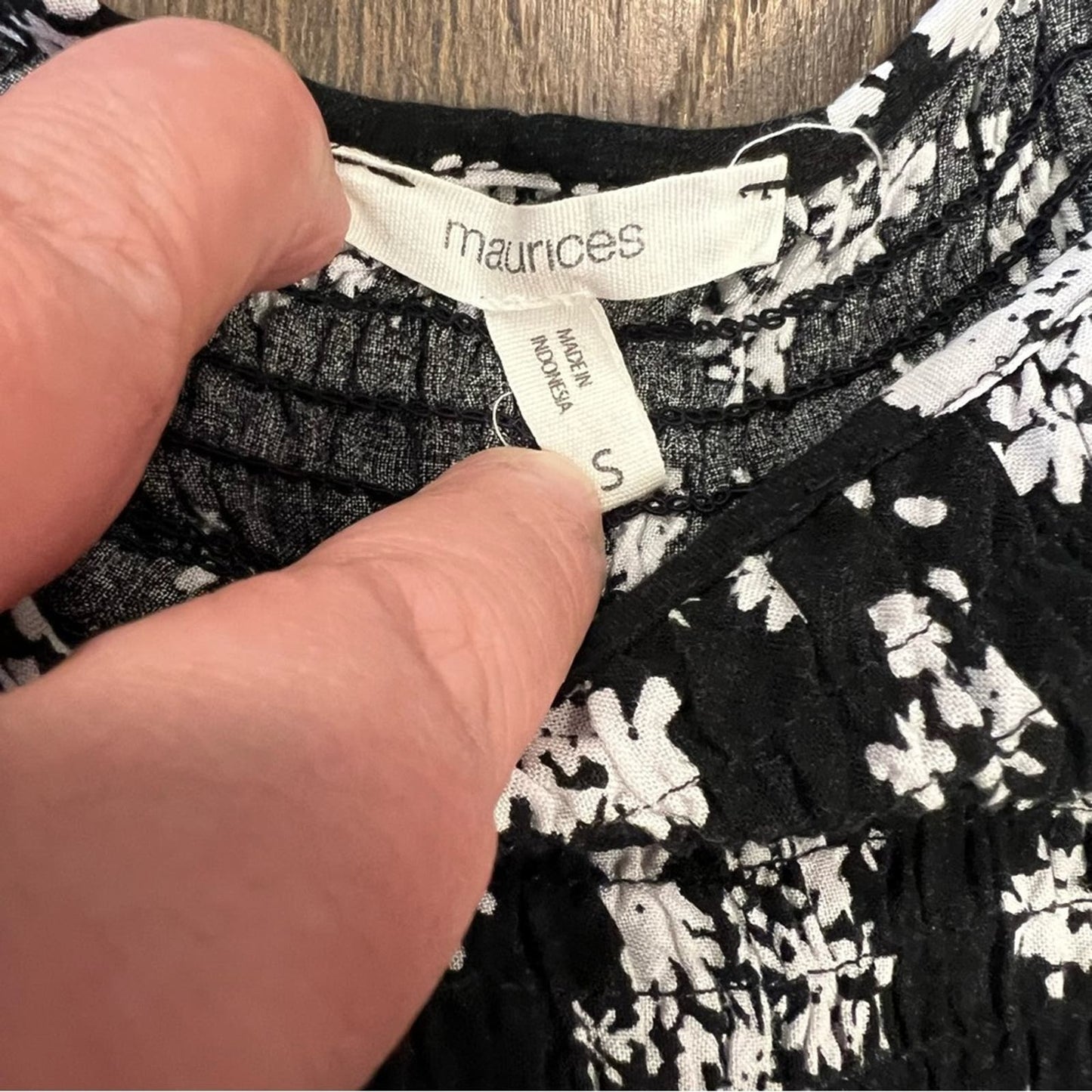 Maurices black and white floral dress SZ SM