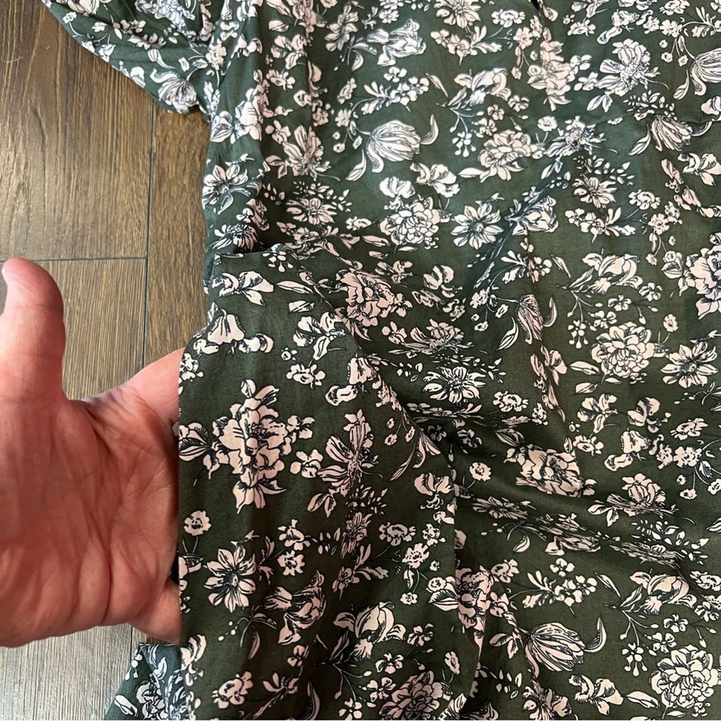 The Nines By Hatch 3/4 Sleeve Olive Green Floral Maternity Dress SZ XS