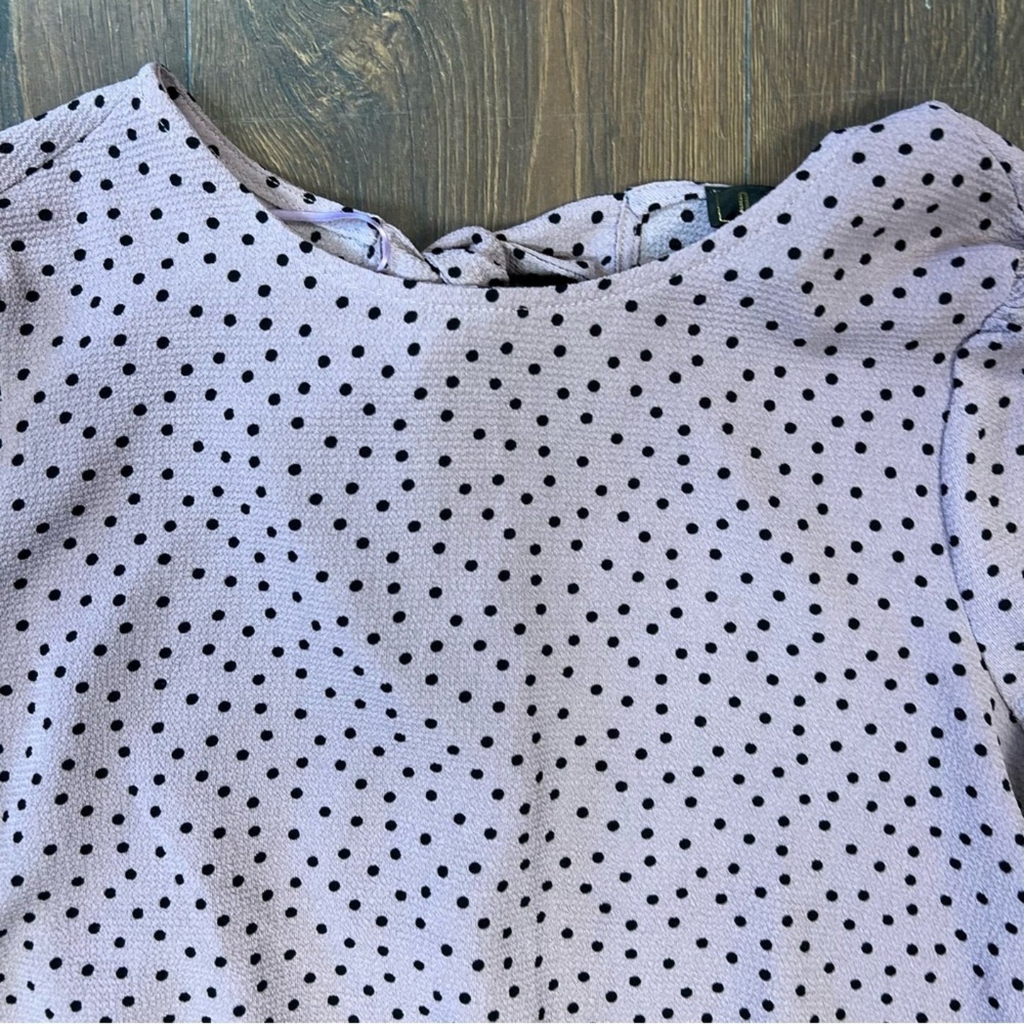 OLM Plum polkadot back tie blouse SZ MED