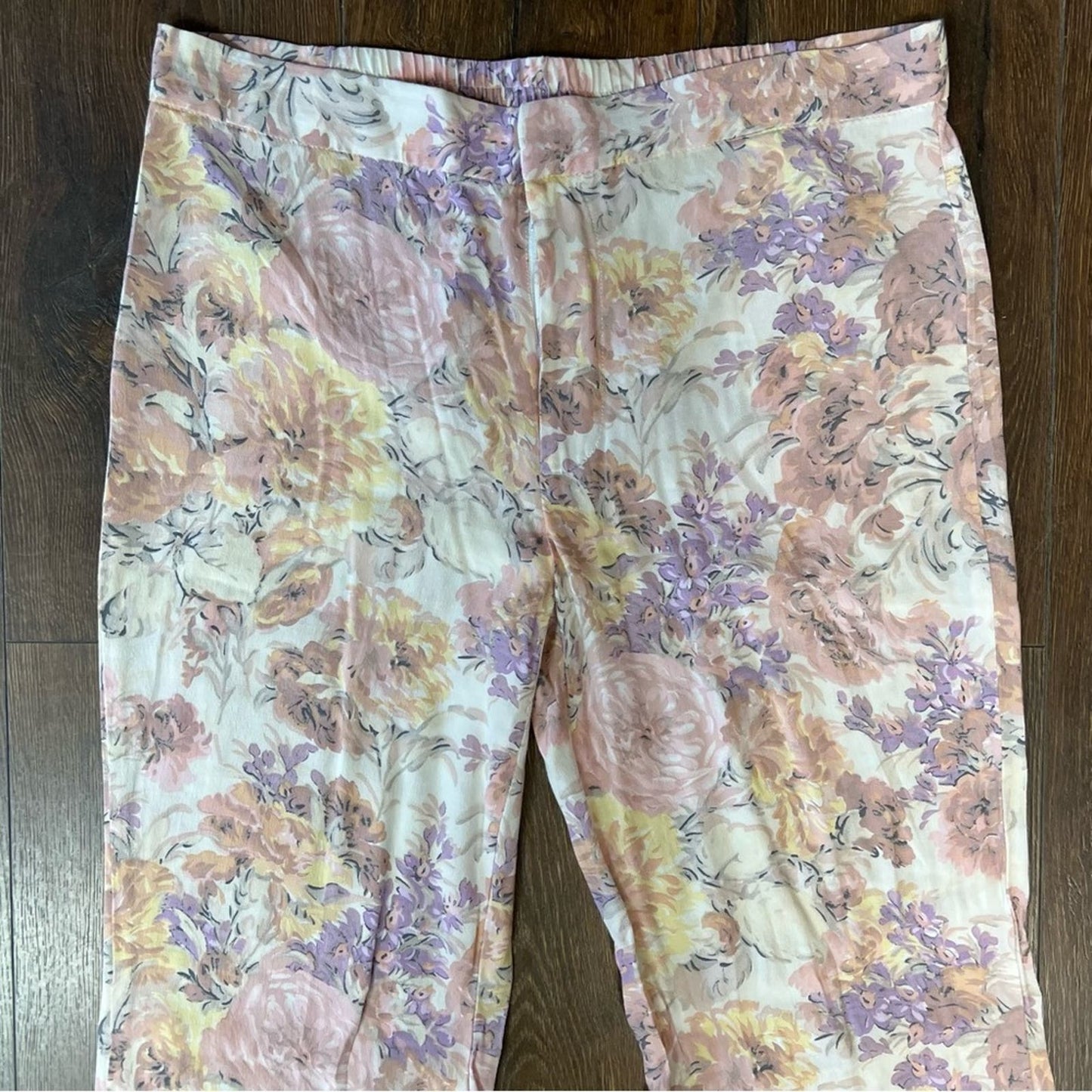 ZARA Pink Floral High Rise Flare Pants SZ XL