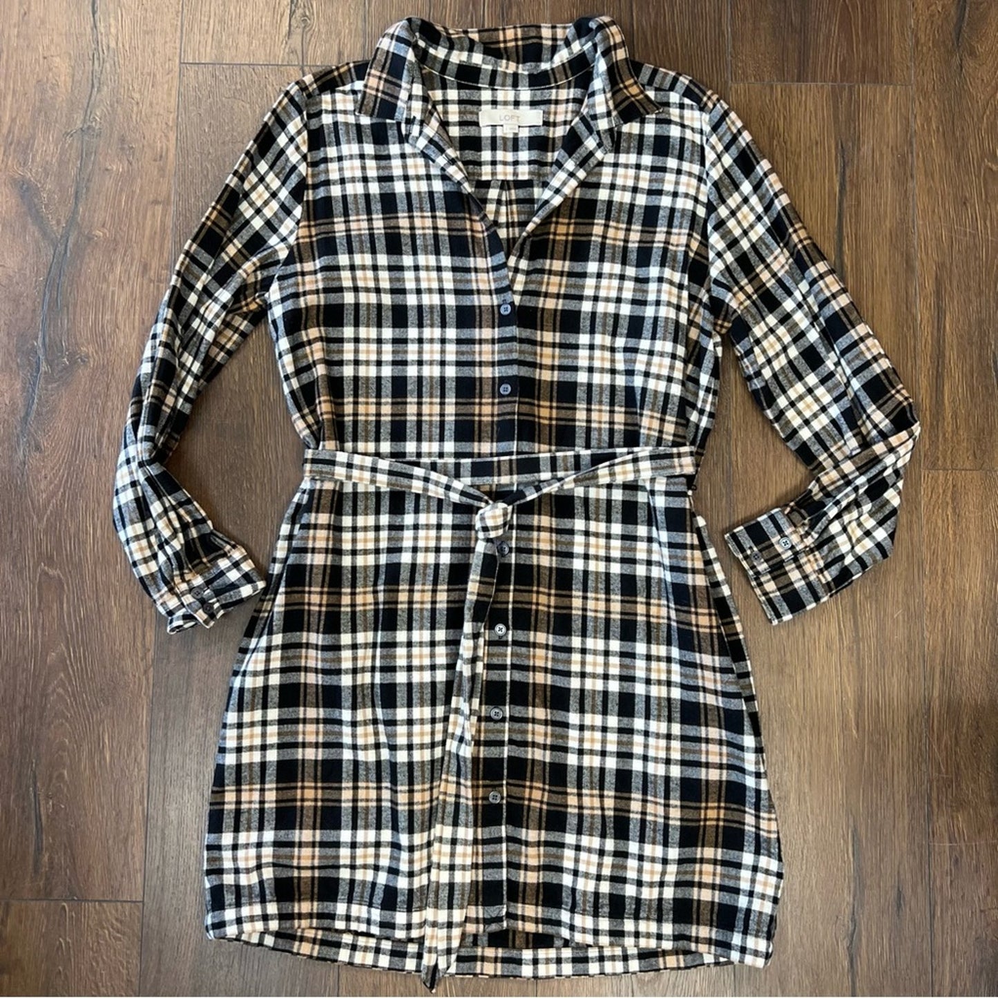 LOFT Plaid Shirtdress SZ LG