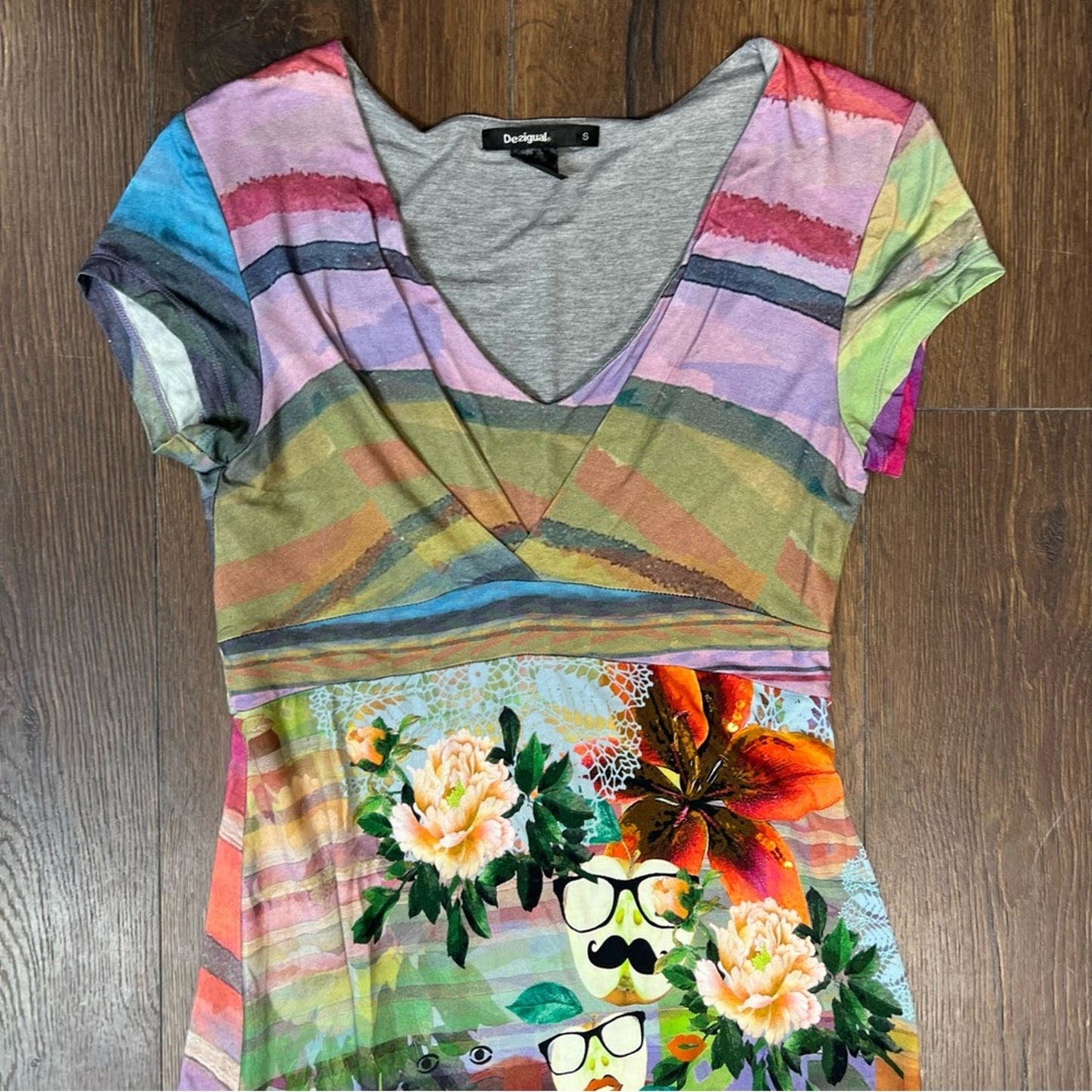 Desigual Women’s Striped Tutti Frutti Dress SZ SM