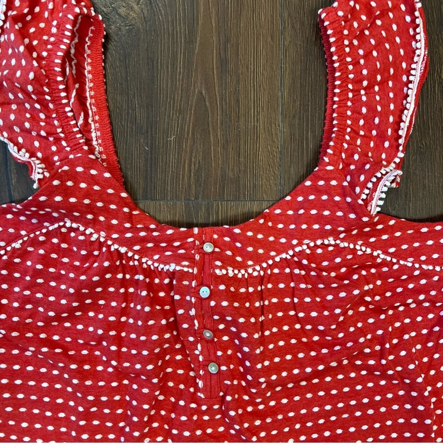 Lucky brand, red polkadot button front tank SZ MED