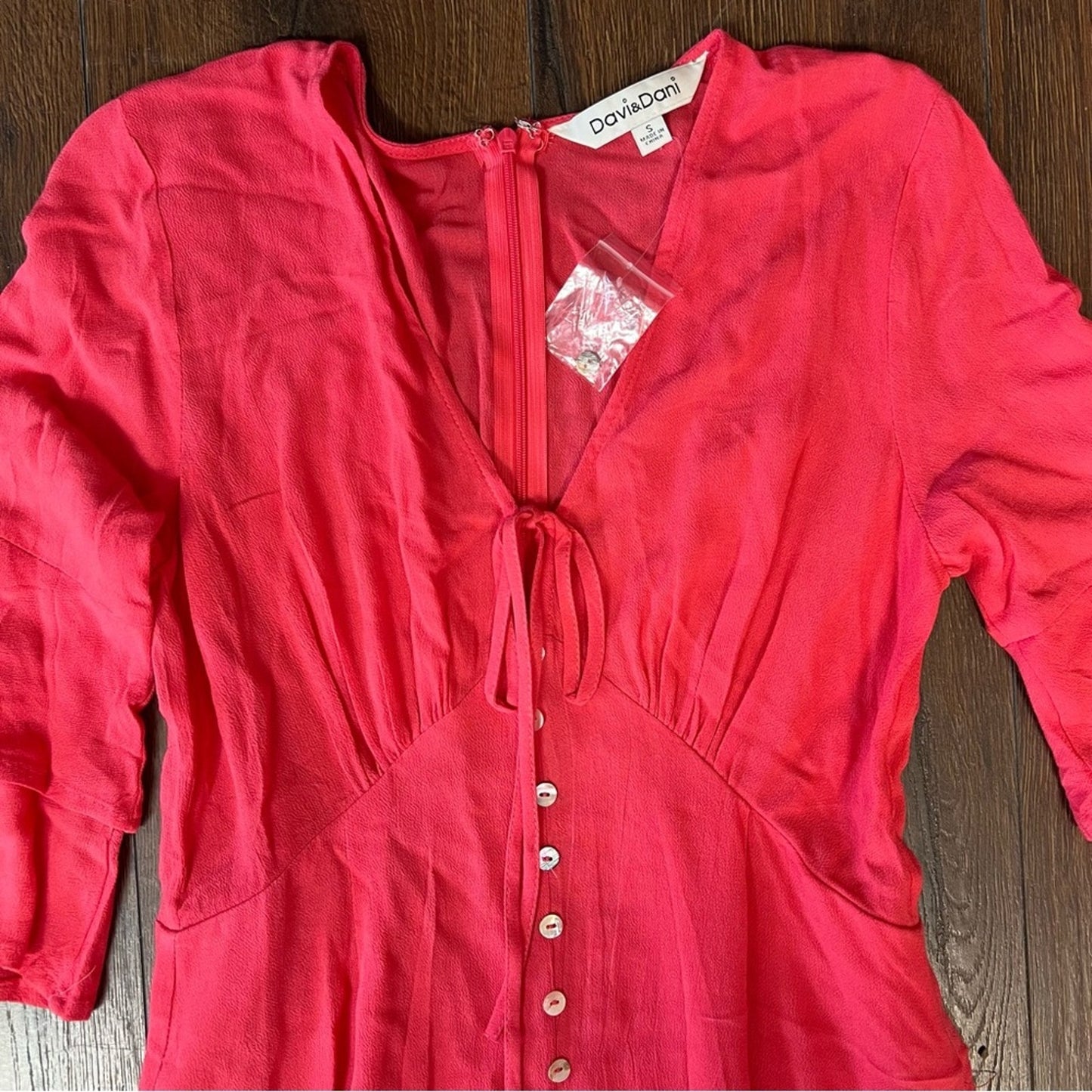 🆕 Davi&Dani coral flare sleeve button front maxi dress SZ SM