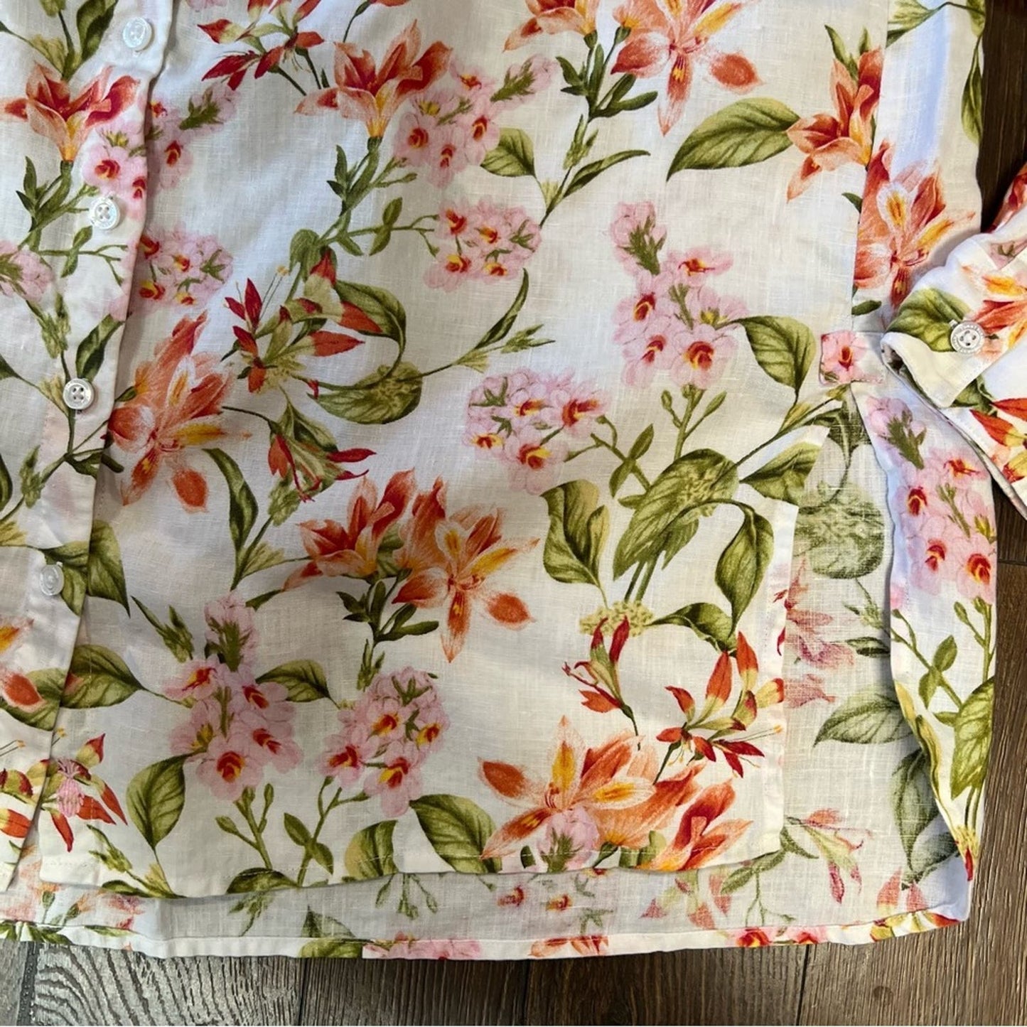 TOMMY BAHAMA Petal Of Honor Floral Linen Shirt SZ MED