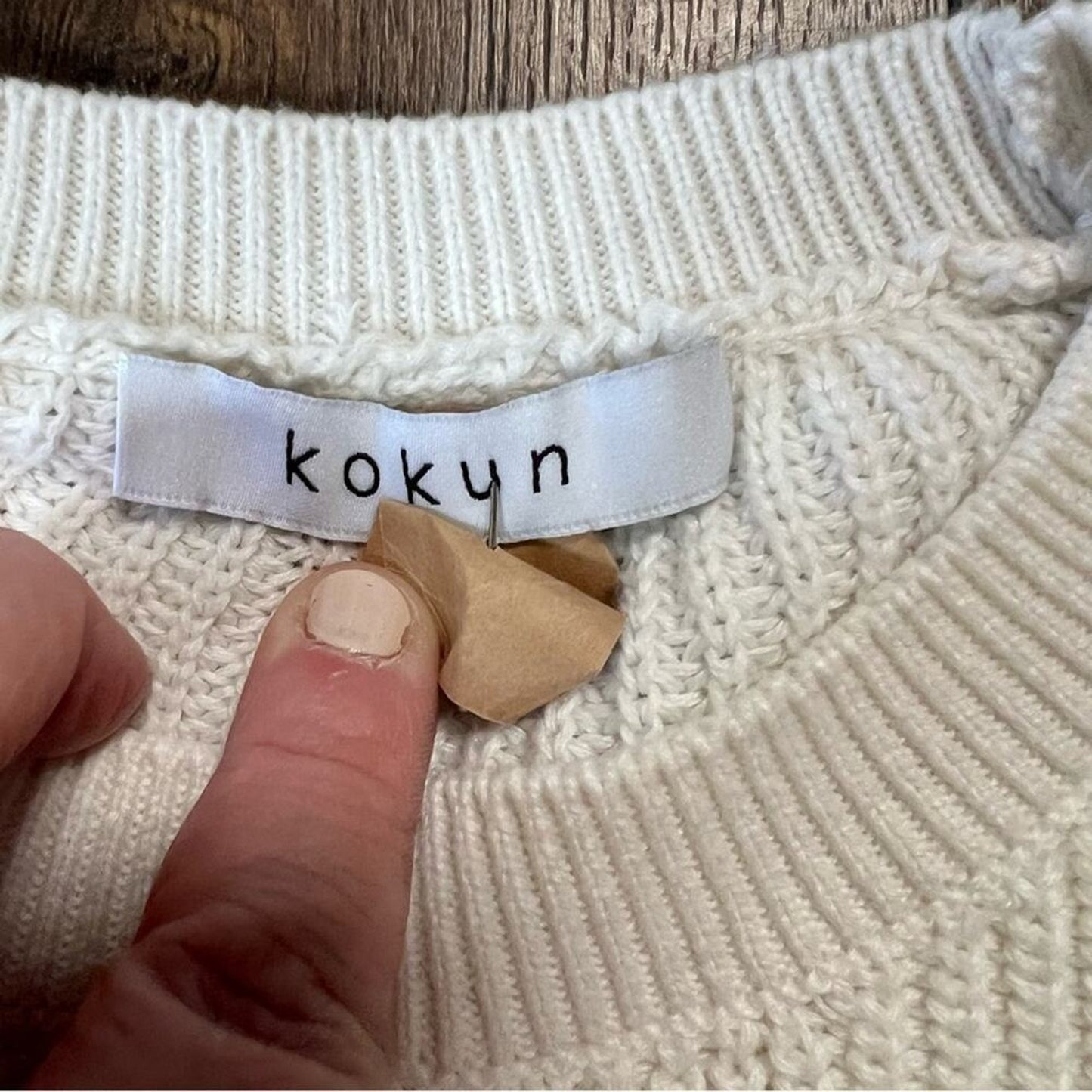 Kokun Cotton Cream Striped Crewneck Sweater SZ MED