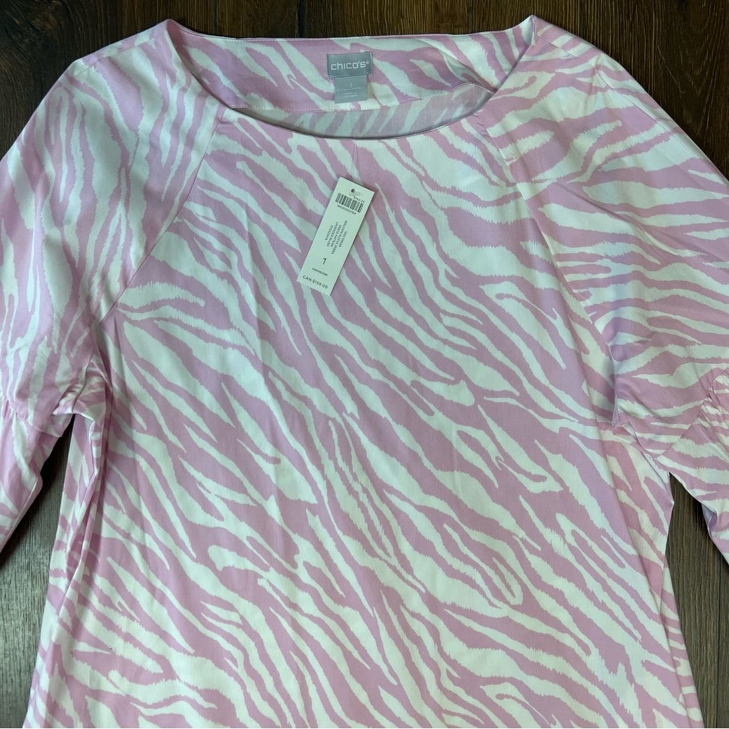 🆕 Chico’s Balloon-Sleeve Zebra-Print Midi Dress SZ 1/8-10